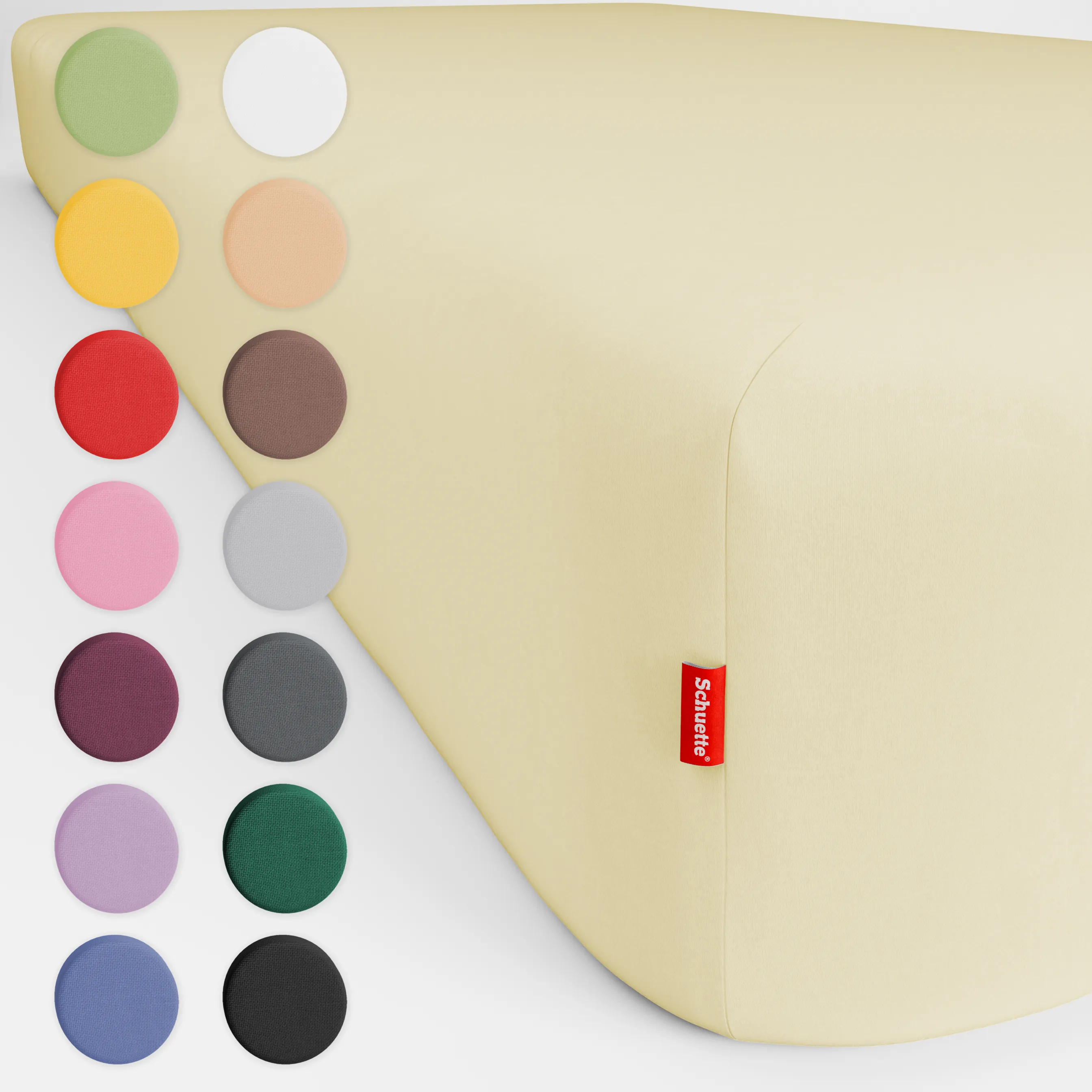 Schuette® Spannbettlaken • 200 x 220 • Wow! Kollektion: Lemon Cello (Pastellgelb) • 100% Superfluff Baumwolle, Blickdicht, Faltenfrei • mit Rundumgummi • Matratzenhöhe bis 35 cm