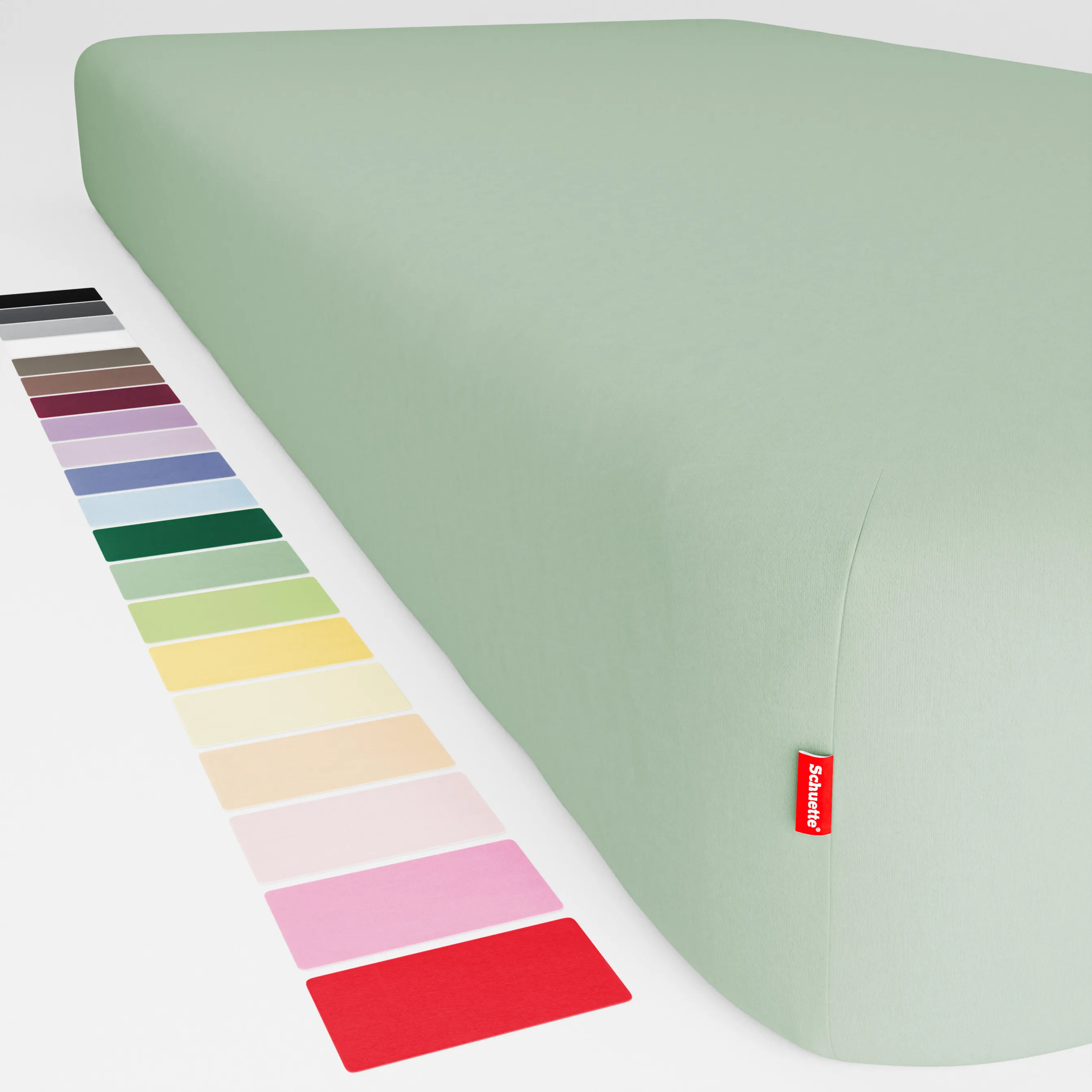 Schuette® Topper Spannbettlaken • 120 x 200 • Wow! Kollektion: Élysées Macarons (Grüngrau) • 100% Superfluff Baumwolle, Blickdicht, Faltenfrei • mit Rundumgummi • Matratzenhöhe bis 10 cm