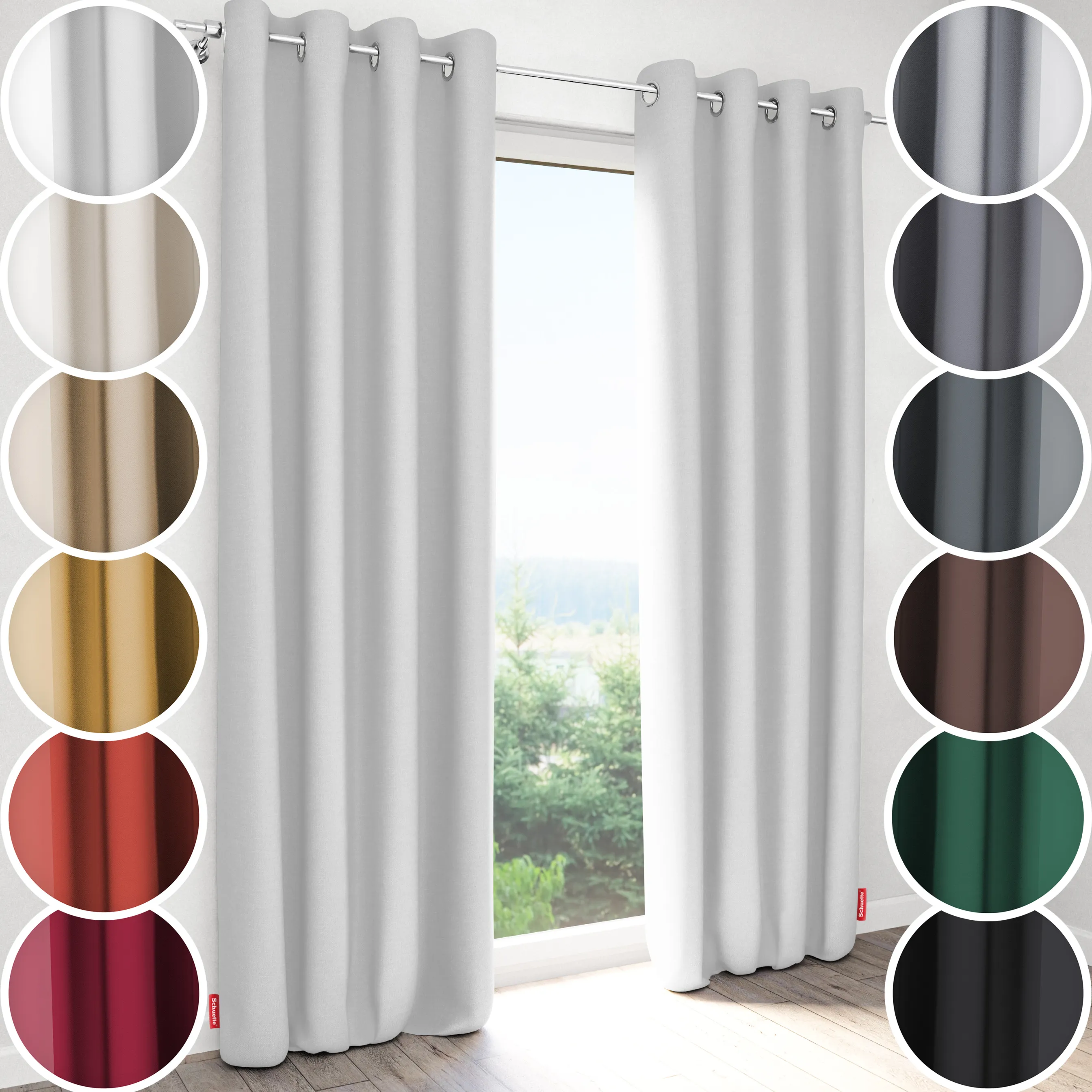 Schuette® Verdunkelungs-Vorhang Gardine mit Ösen nach Maß ● Century Black Kollektion: Misty White (Weiß-Grau) ● 1 Stück ● Knitterfrei Pflegeleicht Thermo Blickdicht & stark Abdunkelnd