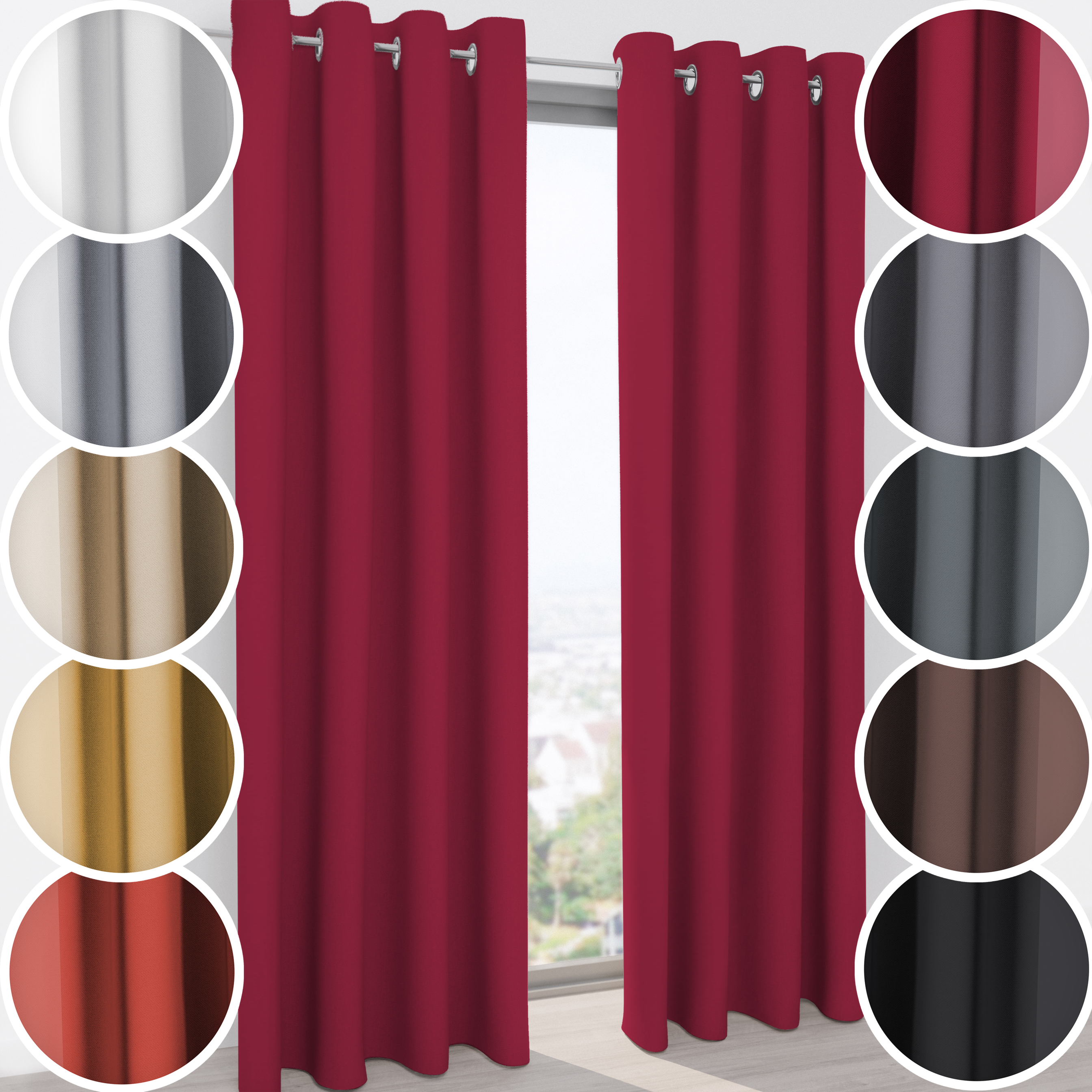 Schuette® Verdunkelungs-Vorhang Gardine mit Ösen nach Maß ● Century Black Kollektion: Firre Dance (Rot) ● 1 Stück ● Knitterfrei Pflegeleicht Thermo Blickdicht & stark Abdunkelnd