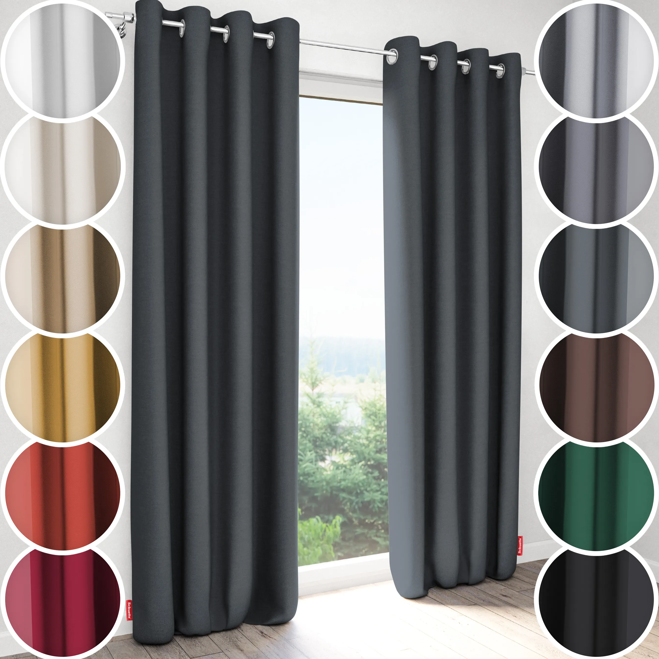 Schuette® Verdunkelungs-Vorhang Gardine mit Ösen nach Maß ● Century Black Kollektion: Shadow Touch (Grau) ● 1 Stück ● Knitterfrei Pflegeleicht Thermo Blickdicht & stark Abdunkelnd