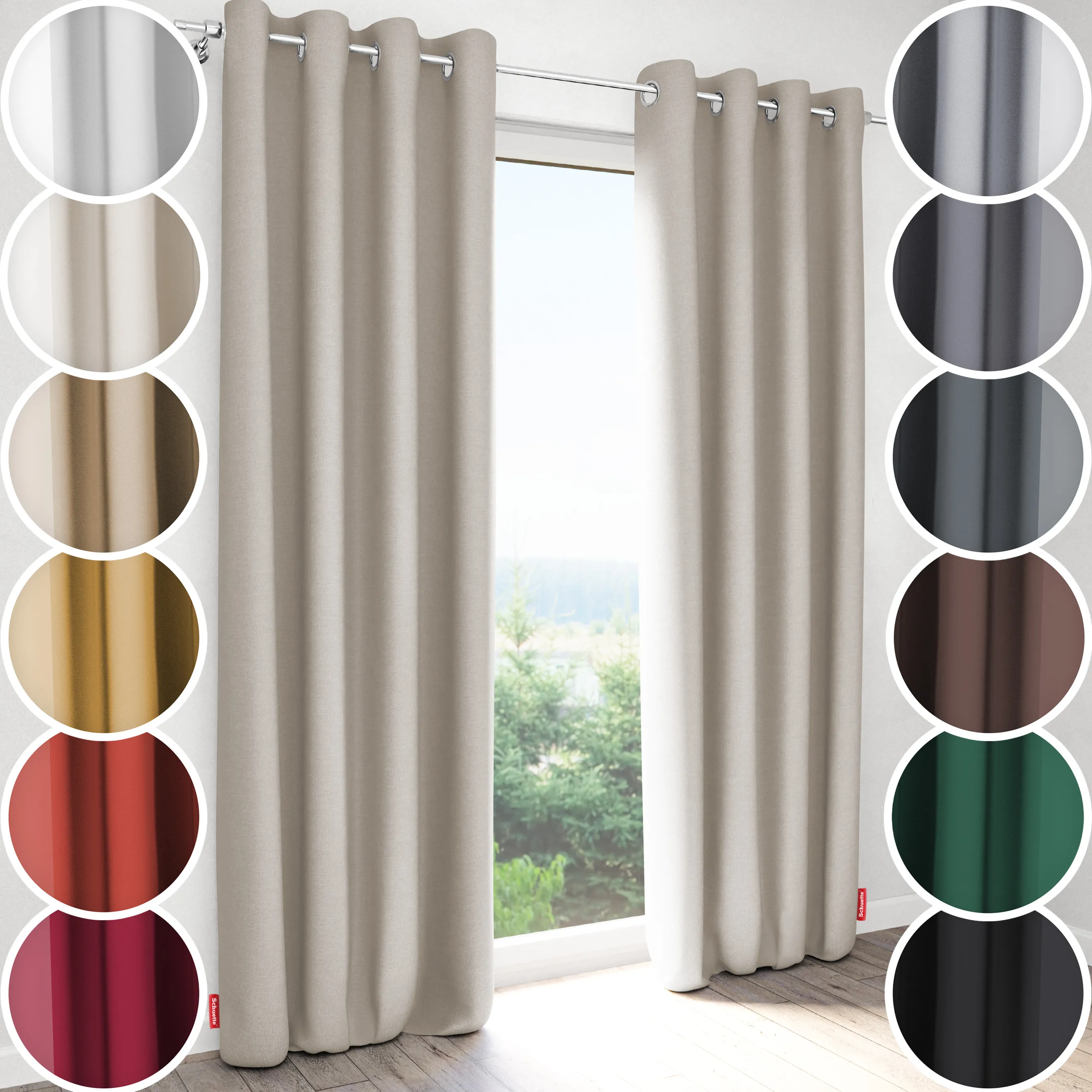 Schuette® Verdunkelungs-Vorhang Gardine mit Ösen nach Maß ● Century Black Kollektion: Almont Milk (Beige) ● 1 Stück ● Knitterfrei Pflegeleicht Thermo Blickdicht & stark Abdunkelnd