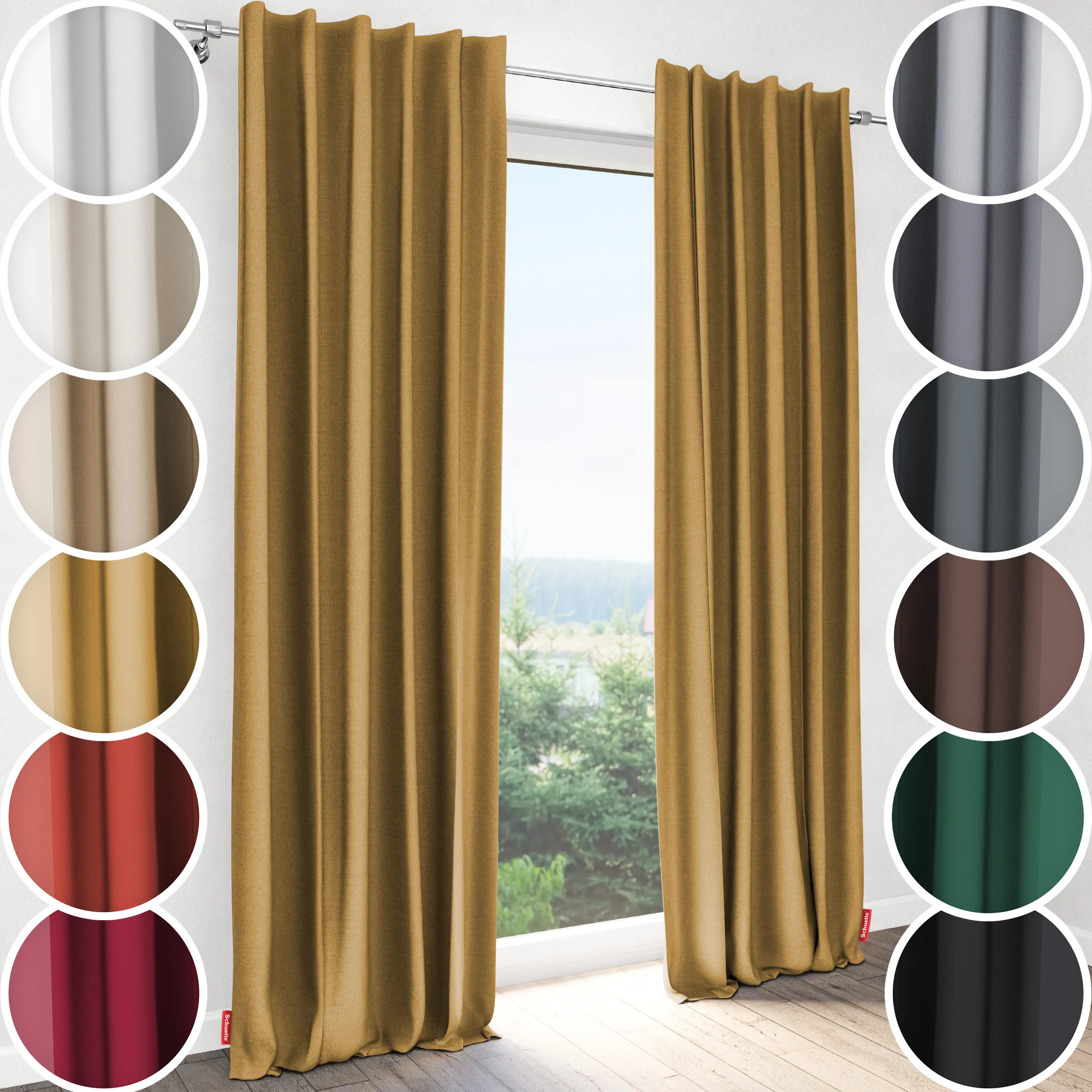 Schuette® Verdunkelungs-Vorhang Gardine mit Tunnelband nach Maß ● Century Black Kollektion: Tuscan sun (Beige) ● 1 Stück ● Knitterfrei Pflegeleicht Thermo Blickdicht & stark Abdunkelnd