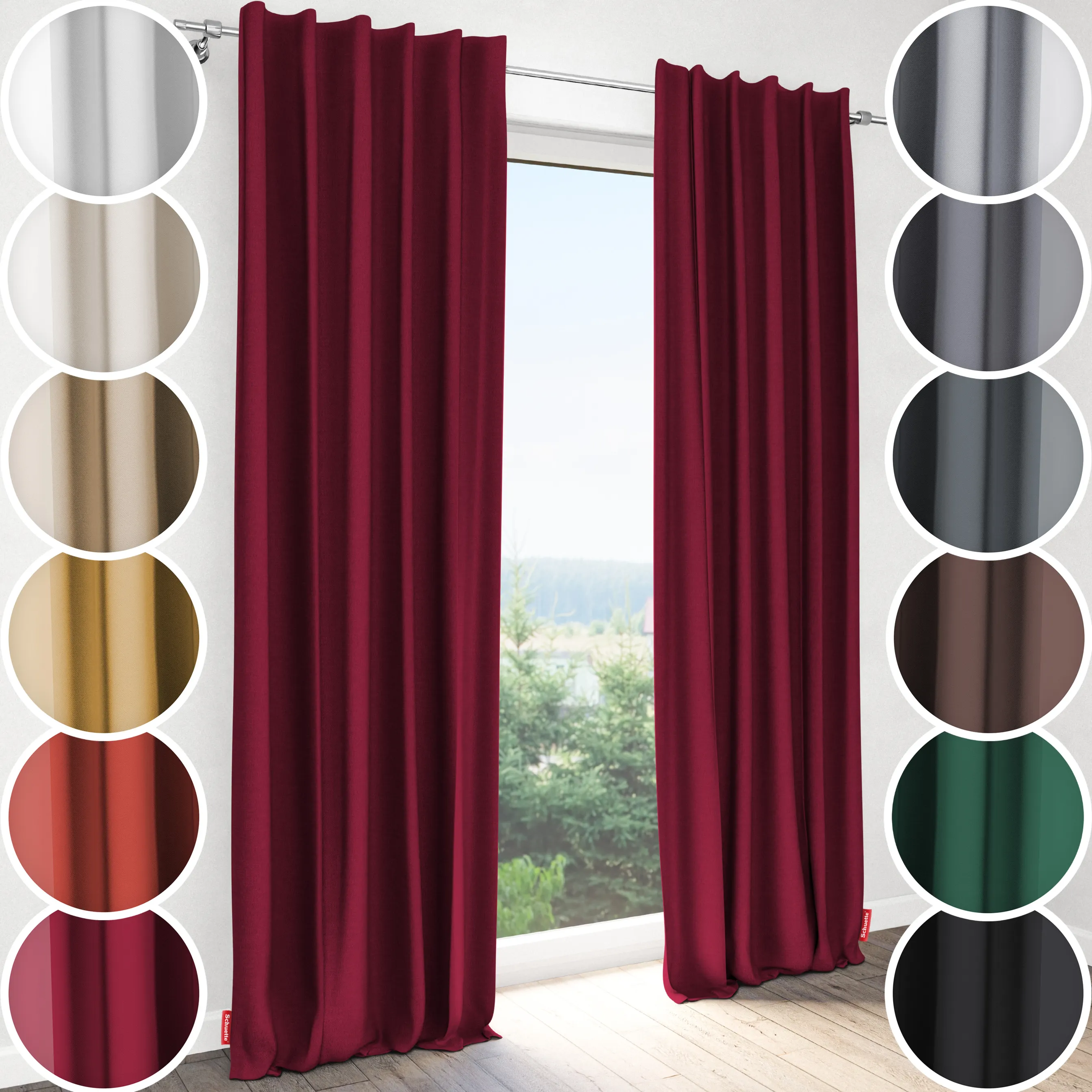 Schuette® Verdunkelungs-Vorhang Gardine mit Tunnelband nach Maß ● Century Black Kollektion: Fire Dance (Rot) ● 1 Stück ● Knitterfrei Pflegeleicht Thermo Blickdicht & stark Abdunkelnd