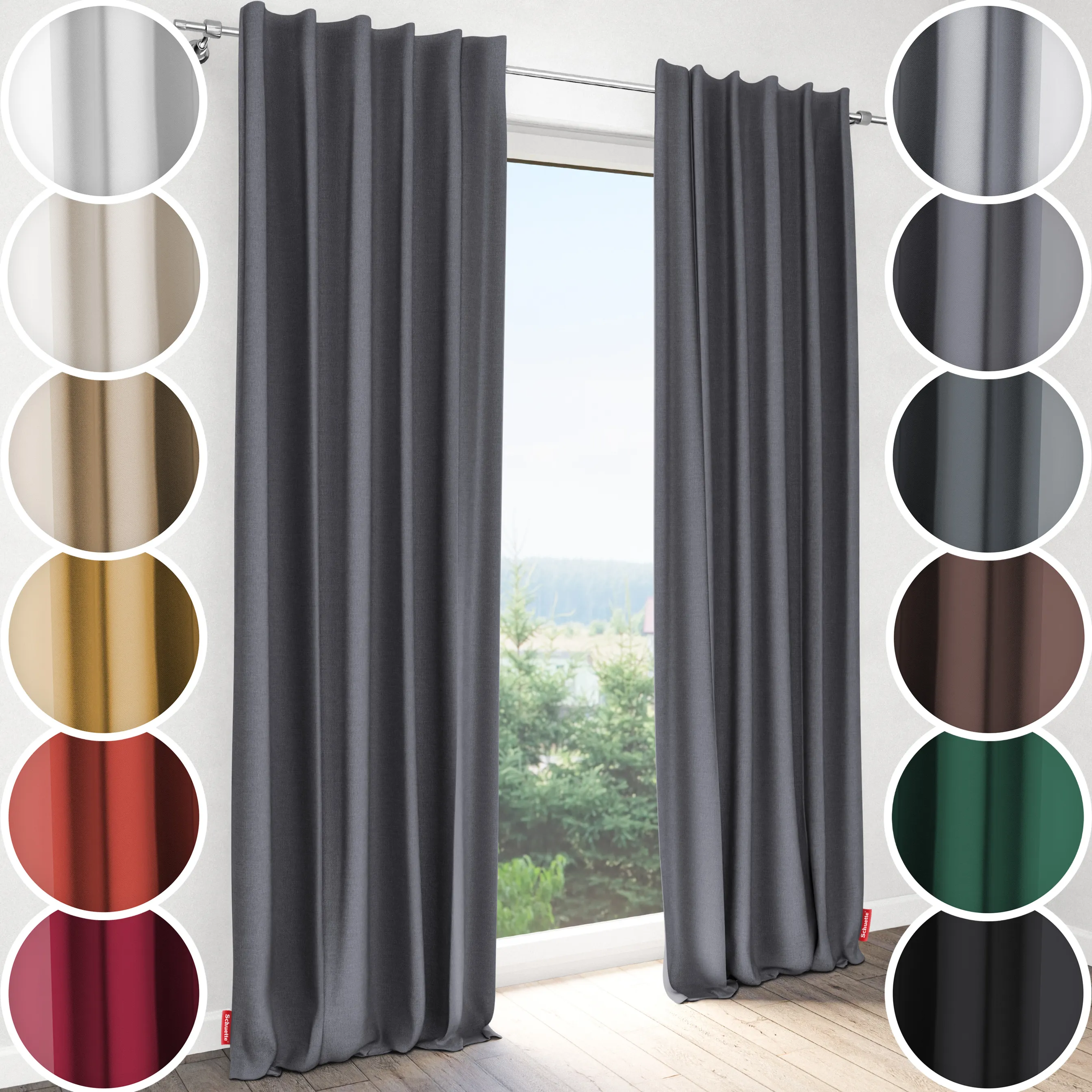 Schuette® Verdunkelungs-Vorhang Gardine mit Tunnelband nach Maß ● Century Black Kollektion: Misty Harbor (Grau) ● 1 Stück ● Knitterfrei Pflegeleicht Thermo Blickdicht & stark Abdunkelnd