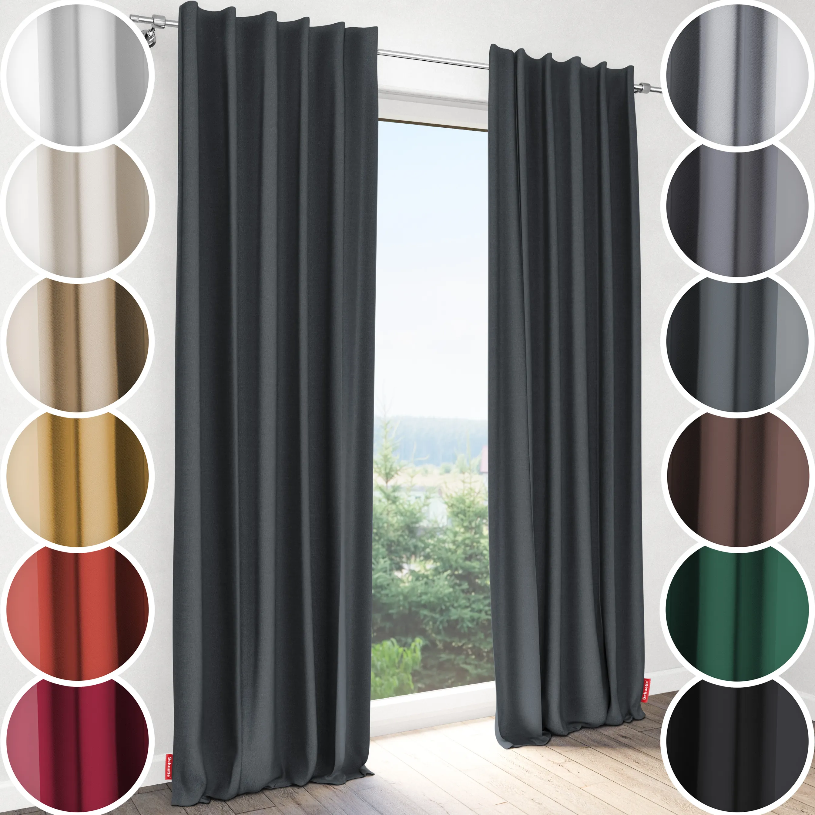 Schuette® Verdunkelungs-Vorhang Gardine mit Tunnelband nach Maß ● Century Black Kollektion: Shadow Touch (Grau) ● 1 Stück ● Knitterfrei Pflegeleicht Thermo Blickdicht & stark Abdunkelnd