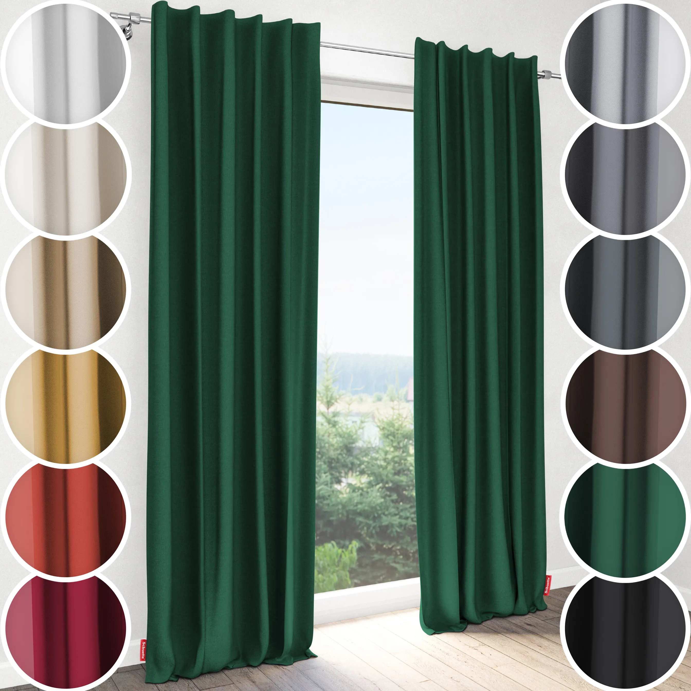 Schuette® Verdunkelungs-Vorhang Gardine mit Tunnelband nach Maß ● Century Black Kollektion: Cactus Bloom (Grün) ● 1 Stück ● Knitterfrei Pflegeleicht Thermo Blickdicht & stark Abdunkelnd