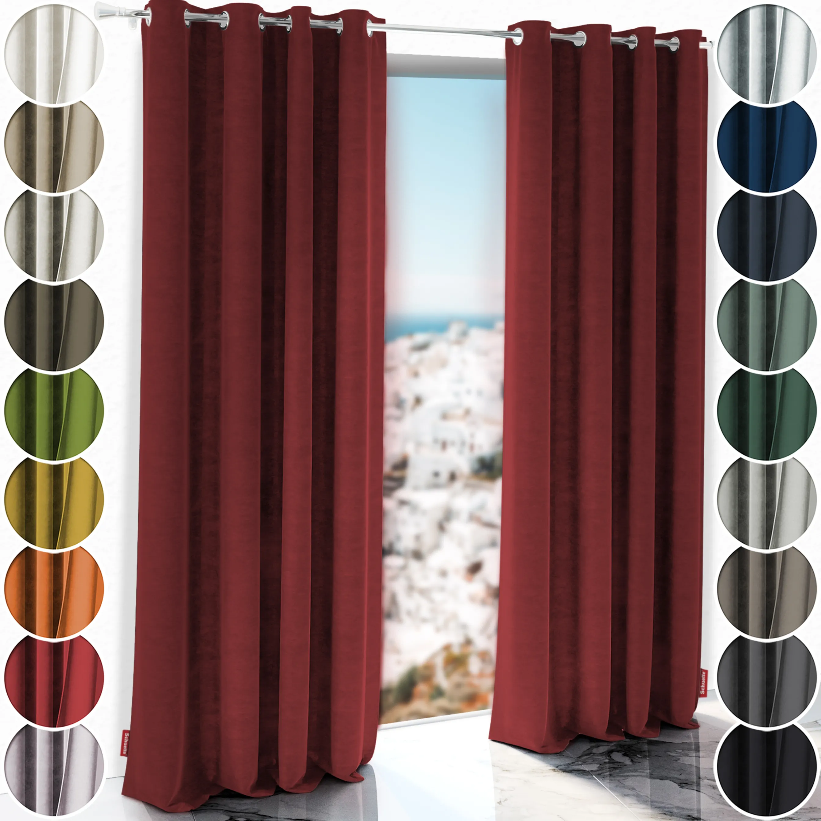 Schuette® Verdunkelungs-Vorhang Gardine mit Ösen nach Maß ● Millenium Velvet Kollektion: Carmine (Rot) ● 1 Stück ● Knitterfrei Pflegeleicht Thermo Blickdicht & stark Abdunkelnd