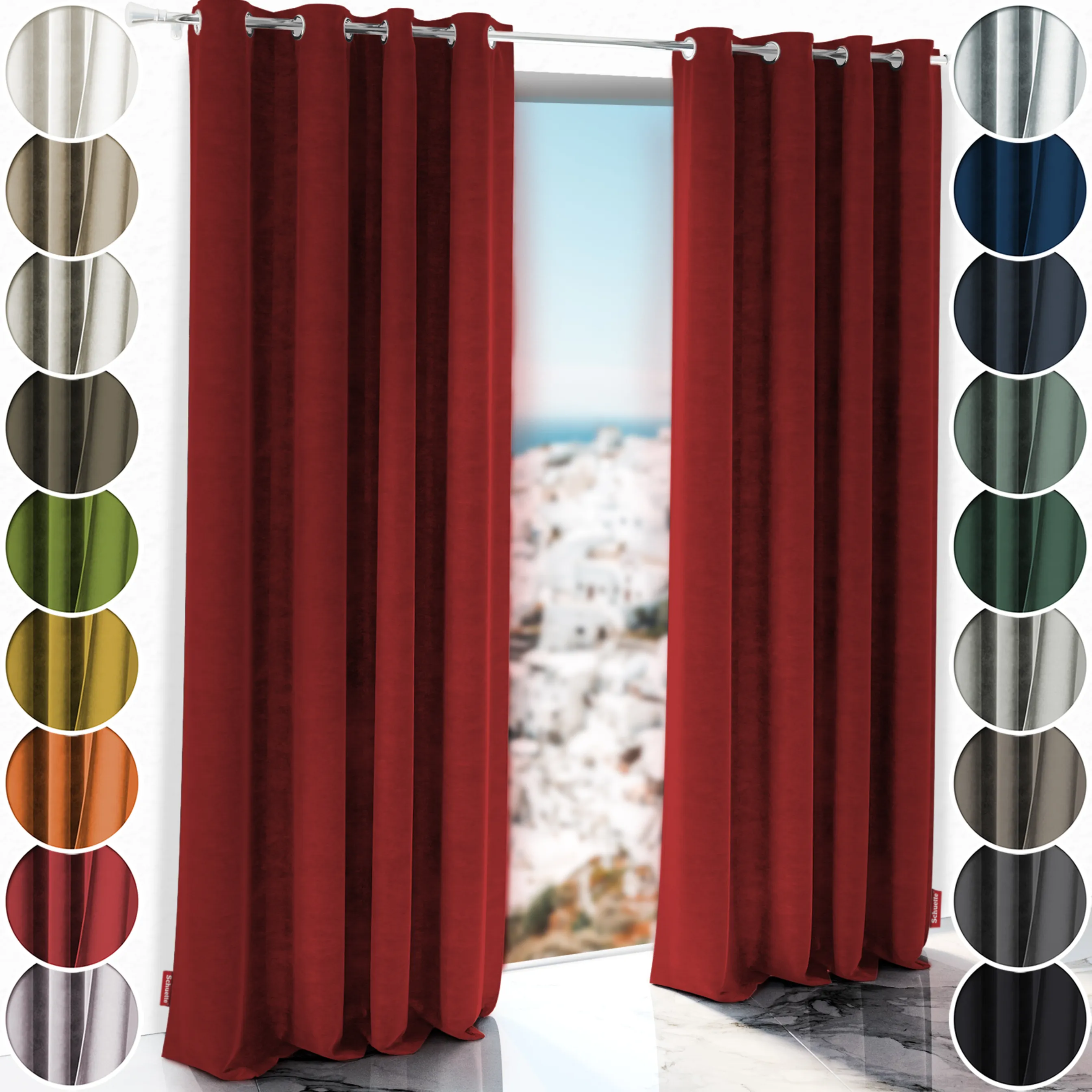 Schuette® Verdunkelungs-Vorhang Gardine mit Ösen nach Maß ● Millenium Velvet Kollektion: Sangria (Rot) ● 1 Stück ● Knitterfrei Pflegeleicht Thermo Blickdicht & stark Abdunkelnd