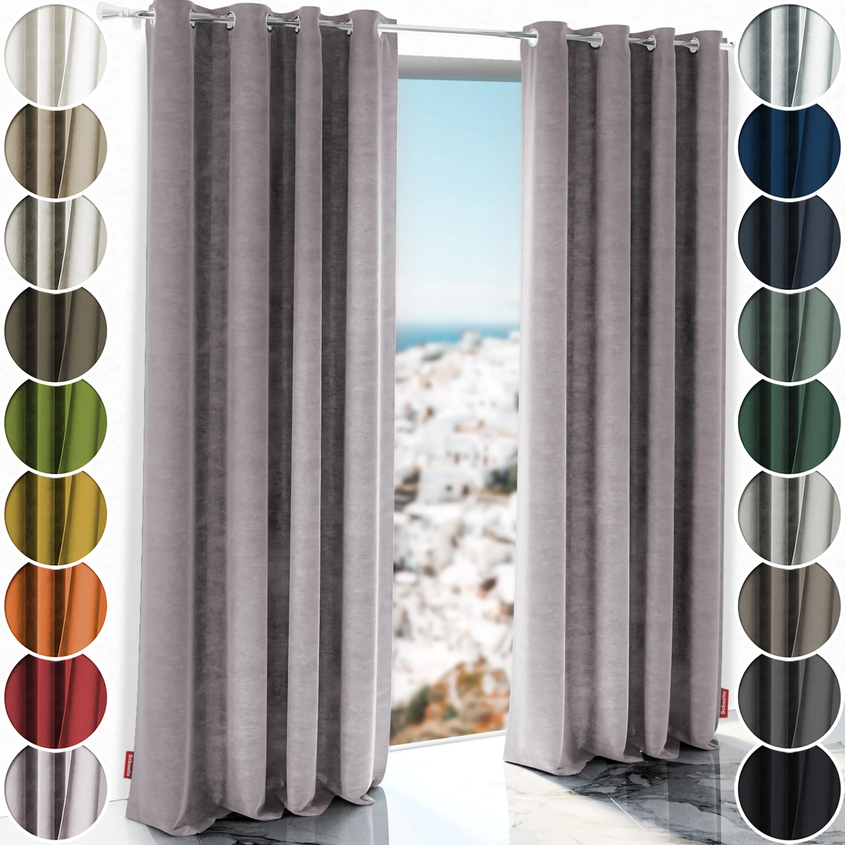 Schuette® Verdunkelungs-Vorhang Gardine mit Ösen nach Maß ● Millenium Velvet Kollektion: Purple Grape (Lila) ● 1 Stück ● Knitterfrei Pflegeleicht Thermo Blickdicht & stark Abdunkelnd