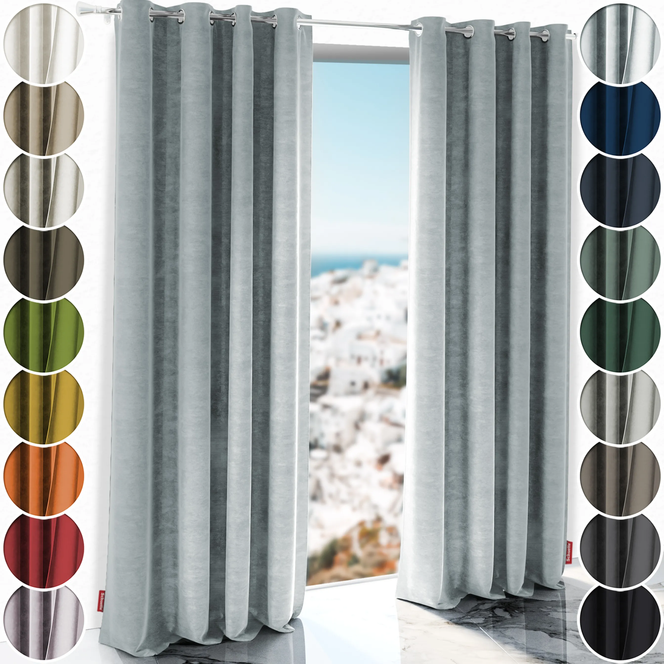 Schuette® Verdunkelungs-Vorhang Gardine mit Ösen nach Maß ● Millenium Velvet Kollektion: Koala Shade (Grau) ● 1 Stück ● Knitterfrei Pflegeleicht Thermo Blickdicht & stark Abdunkelnd