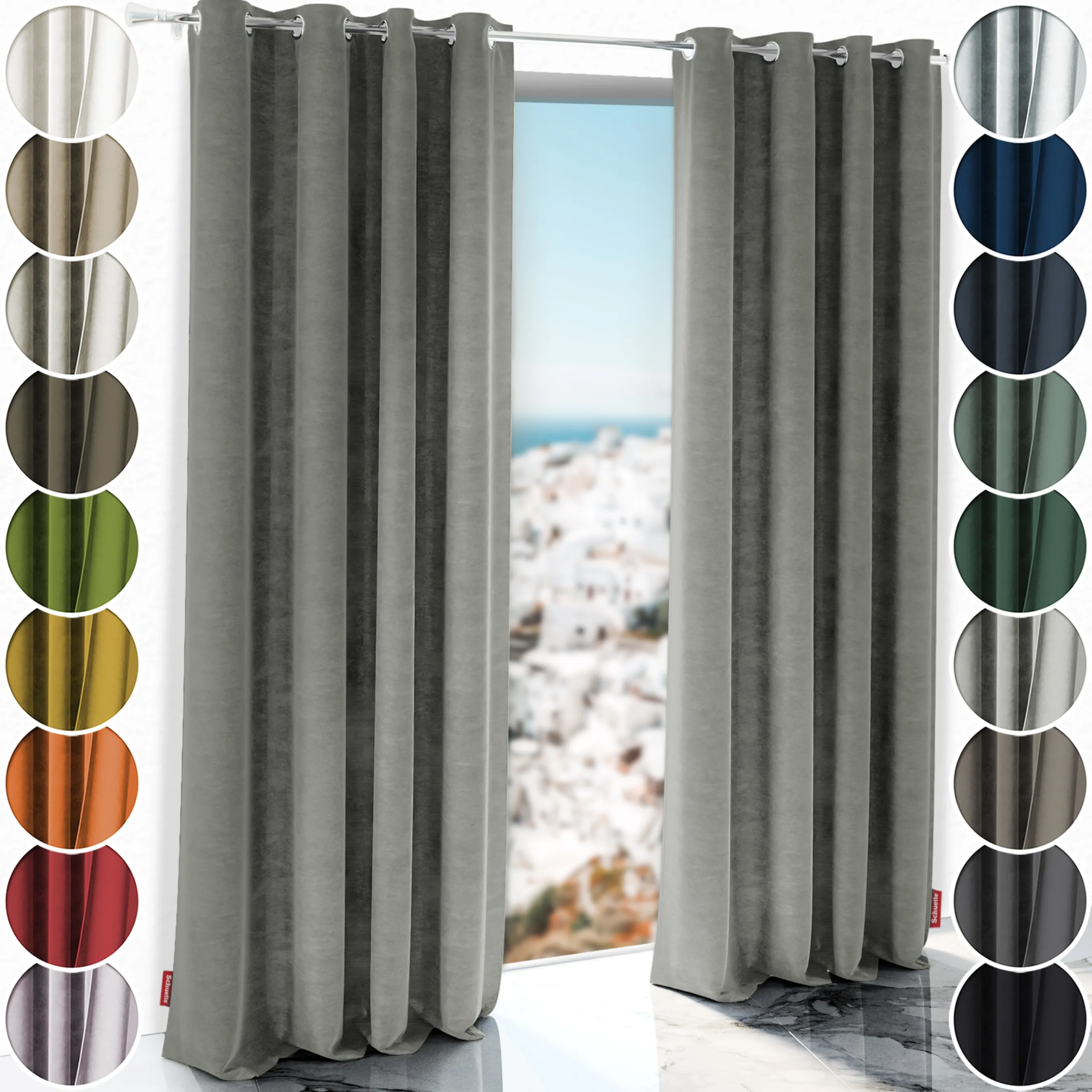 Schuette® Verdunkelungs-Vorhang Gardine mit Ösen nach Maß ● Millenium Velvet Kollektion: Umber Gray (Grau) ● 1 Stück ● Knitterfrei Pflegeleicht Thermo Blickdicht & stark Abdunkelnd