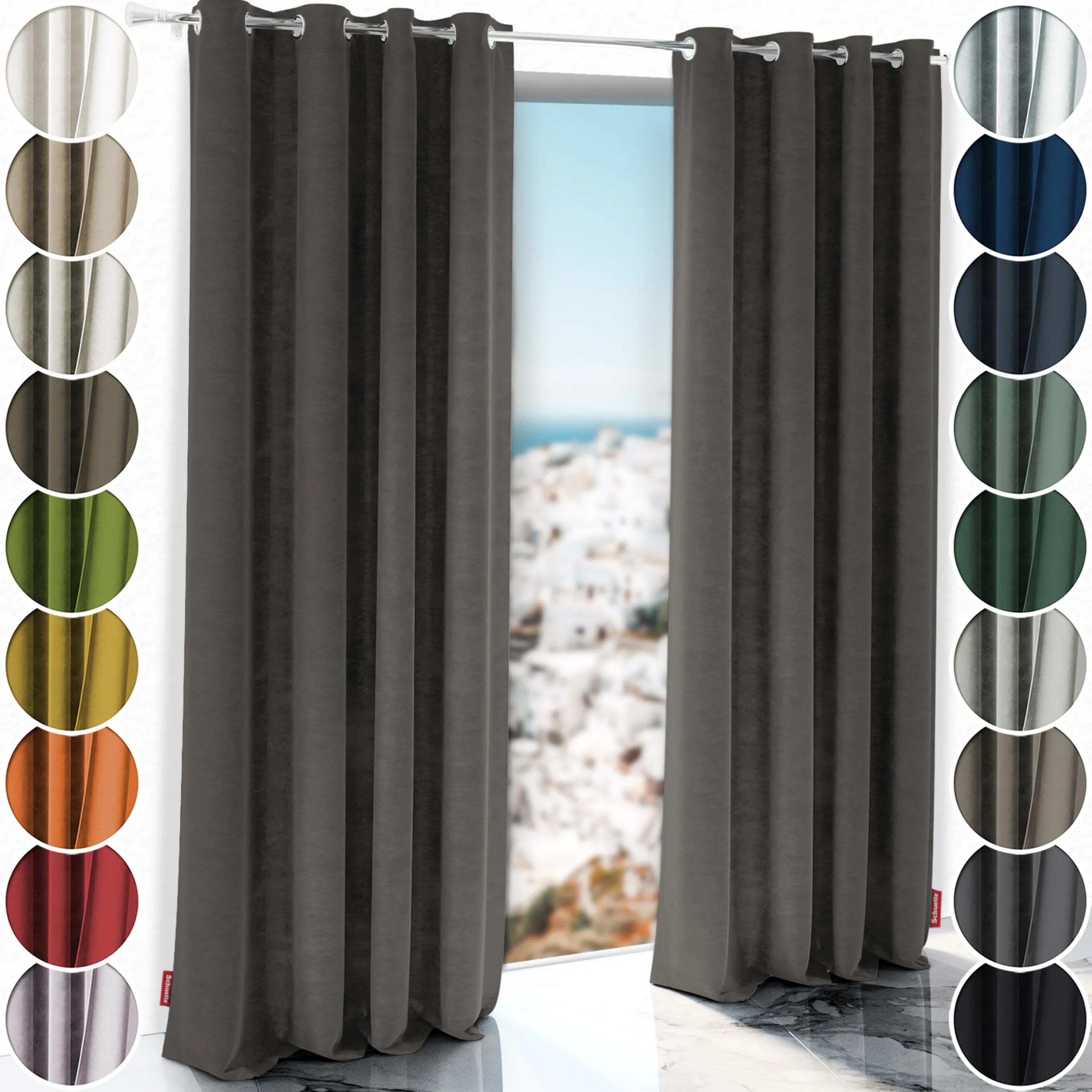 Schuette® Verdunkelungs-Vorhang Gardine mit Ösen nach Maß ● Millenium Velvet Kollektion: Great Wolf (Grau) ● 1 Stück ● Knitterfrei Pflegeleicht Thermo Blickdicht & stark Abdunkelnd