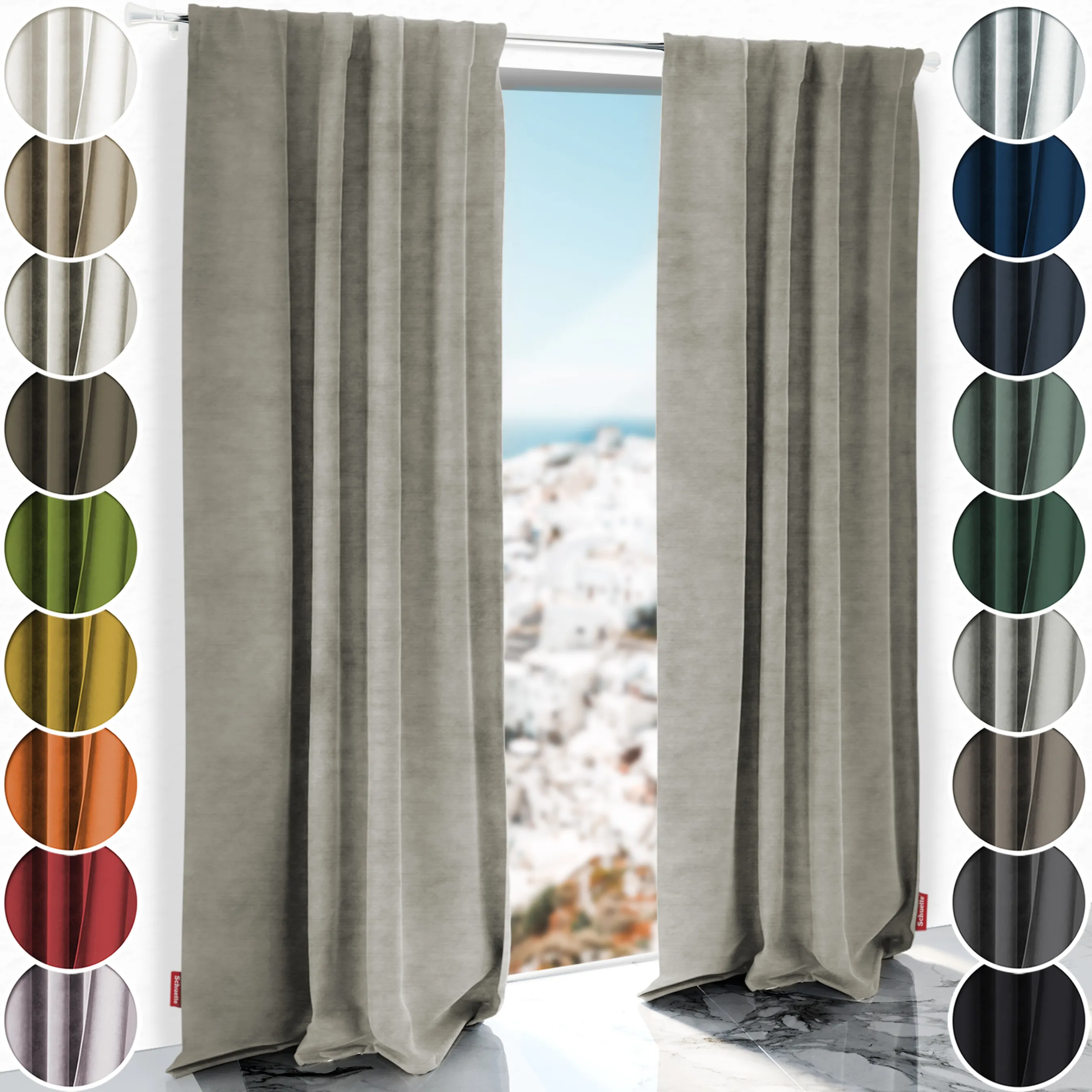 Schuette® Verdunkelungs-Vorhang Gardine mit Tunnelband nach Maß ● Millenium Velvet Kollektion: Grey Goose (Beige) ● 1 Stück ● Knitterfrei Pflegeleicht Thermo Blickdicht & stark Abdunkelnd