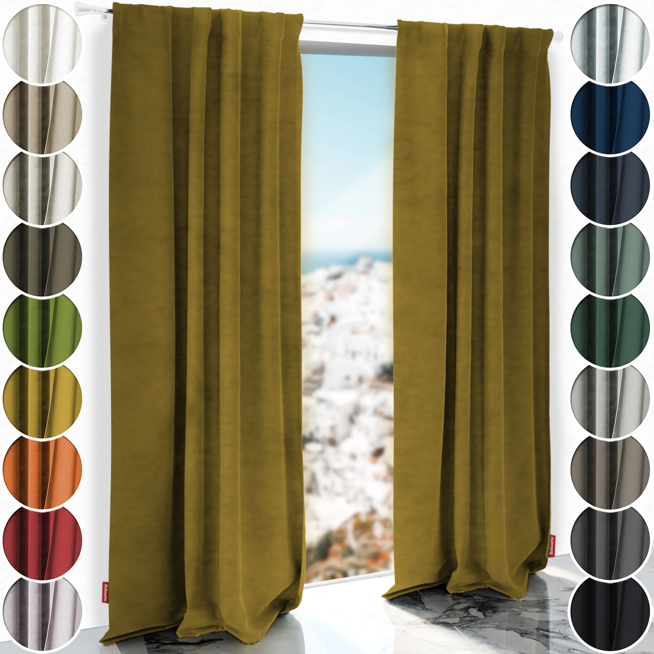 Schuette® Verdunkelungs-Vorhang Gardine mit Tunnelband nach Maß ● Millenium Velvet Kollektion: Butterscotch (Gelb) ● 1 Stück ● Knitterfrei Pflegeleicht Thermo Blickdicht & stark Abdunkelnd