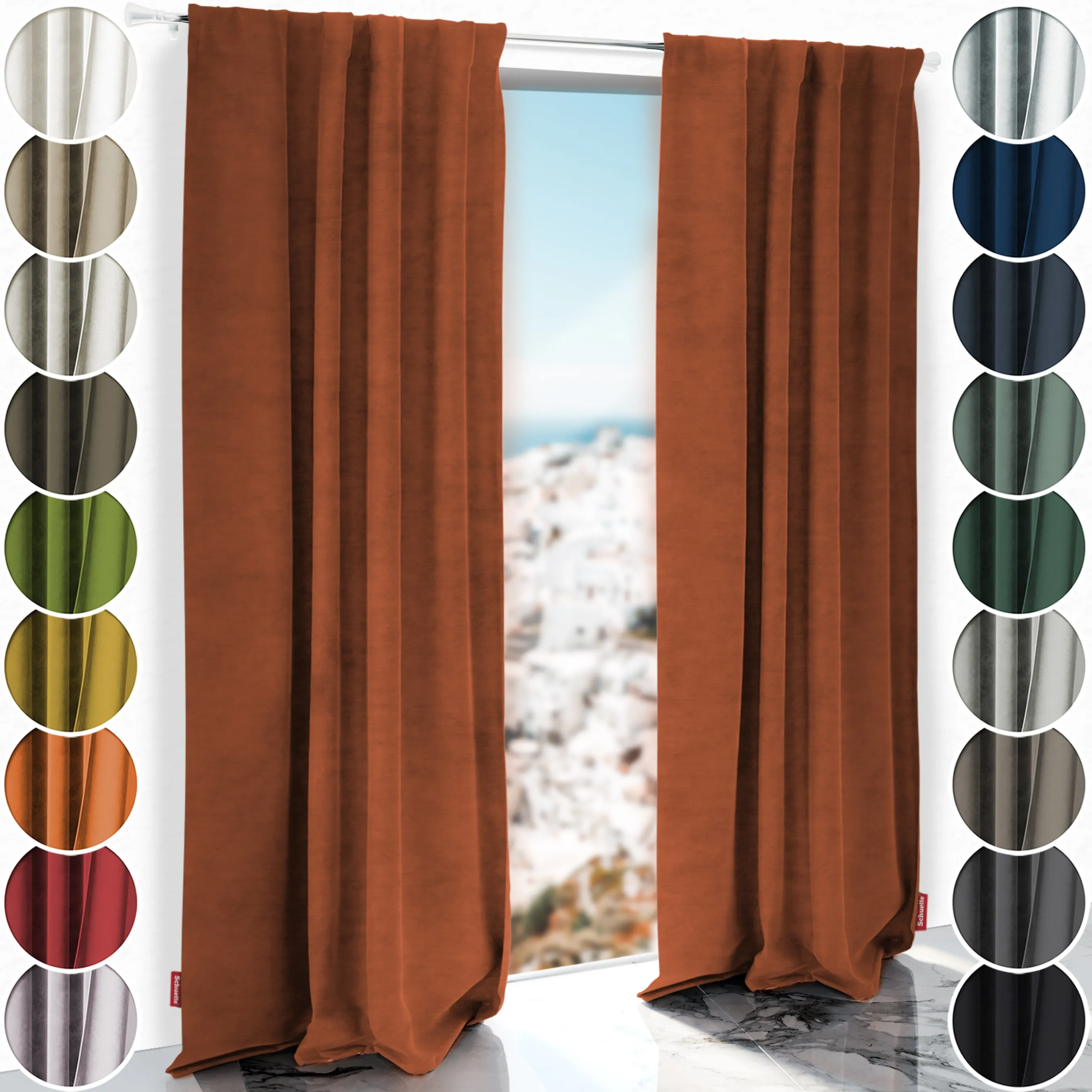 Schuette® Verdunkelungs-Vorhang Gardine mit Tunnelband nach Maß ● Millenium Velvet Kollektion: Marmalade (Orange) ● 1 Stück ● Knitterfrei Pflegeleicht Thermo Blickdicht & stark Abdunkelnd