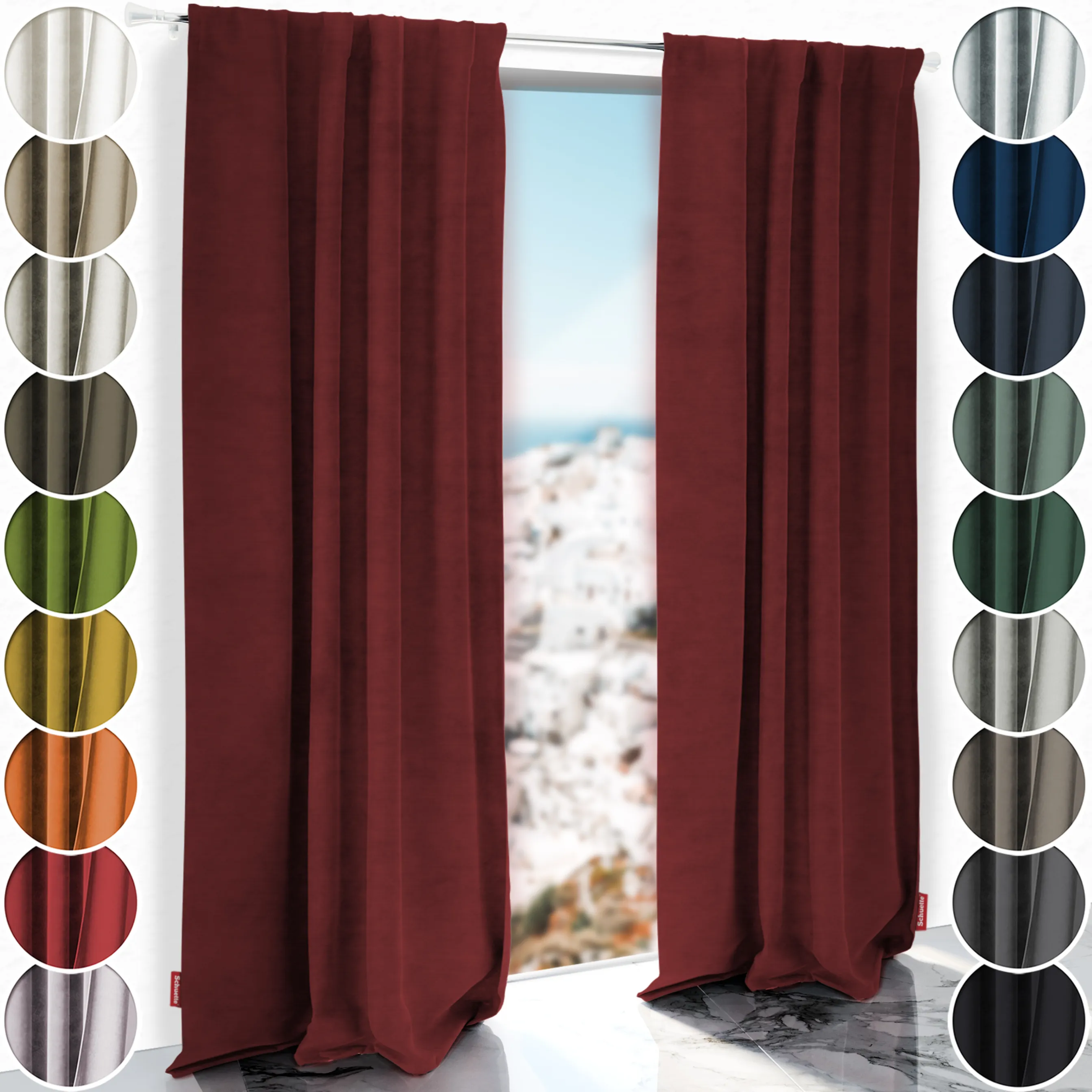 Schuette® Verdunkelungs-Vorhang Gardine mit Tunnelband nach Maß ● Millenium Velvet Kollektion: Carmine (Rot) ● 1 Stück ● Knitterfrei Pflegeleicht Thermo Blickdicht & stark Abdunkelnd