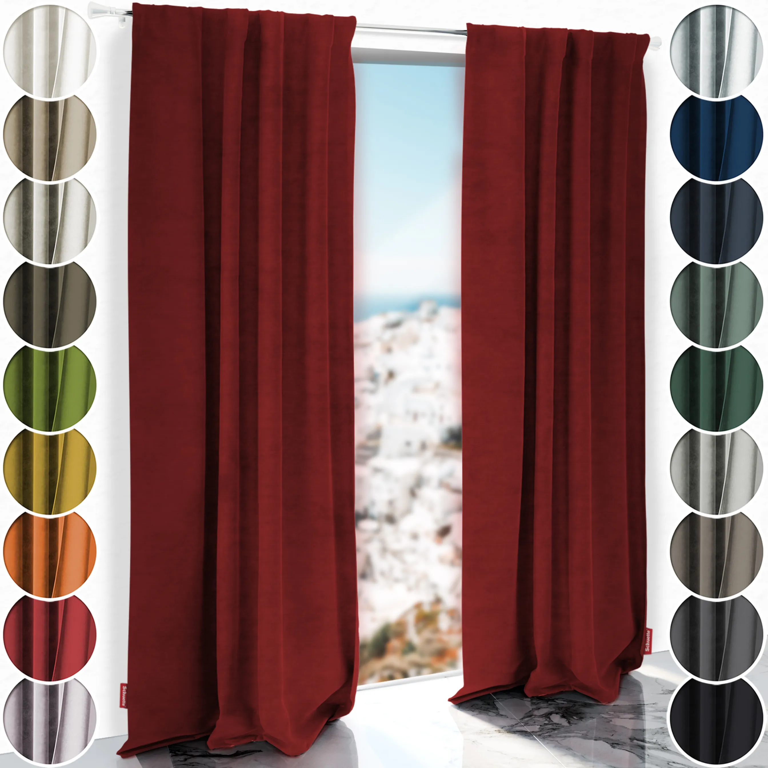 Schuette® Verdunkelungs-Vorhang Gardine mit Tunnelband nach Maß ● Millenium Velvet Kollektion: Sangria (Rot) ● 1 Stück ● Knitterfrei Pflegeleicht Thermo Blickdicht & stark Abdunkelnd