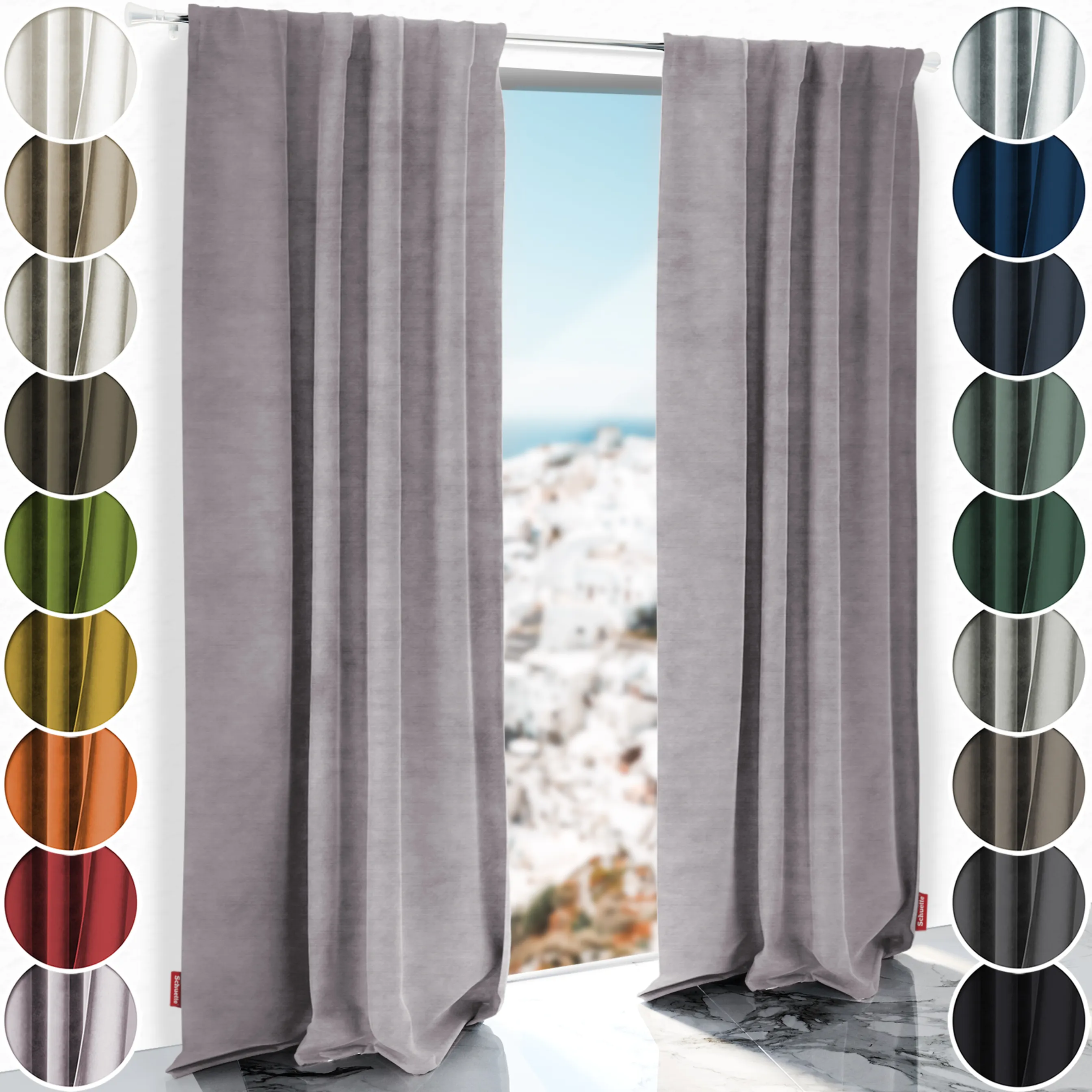 Schuette® Verdunkelungs-Vorhang Gardine mit Tunnelband nach Maß ● Millenium Velvet Kollektion: Purple Grape (Lila) ● 1 Stück ● Knitterfrei Pflegeleicht Thermo Blickdicht & stark Abdunkelnd