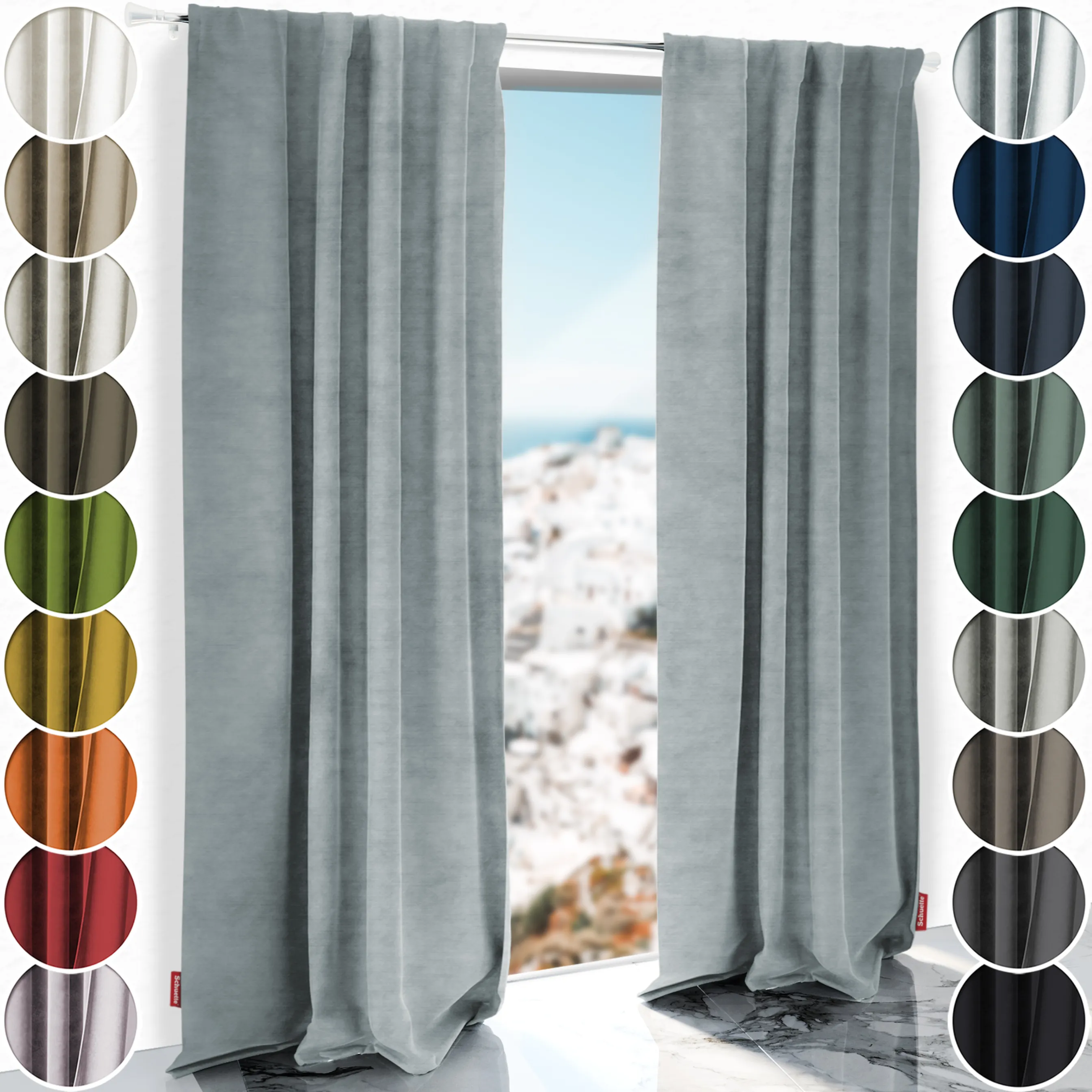 Schuette® Verdunkelungs-Vorhang Gardine mit Tunnelband nach Maß ● Millenium Velvet Kollektion: Koala Shade (Grau) ● 1 Stück ● Knitterfrei Pflegeleicht Thermo Blickdicht & stark Abdunkelnd
