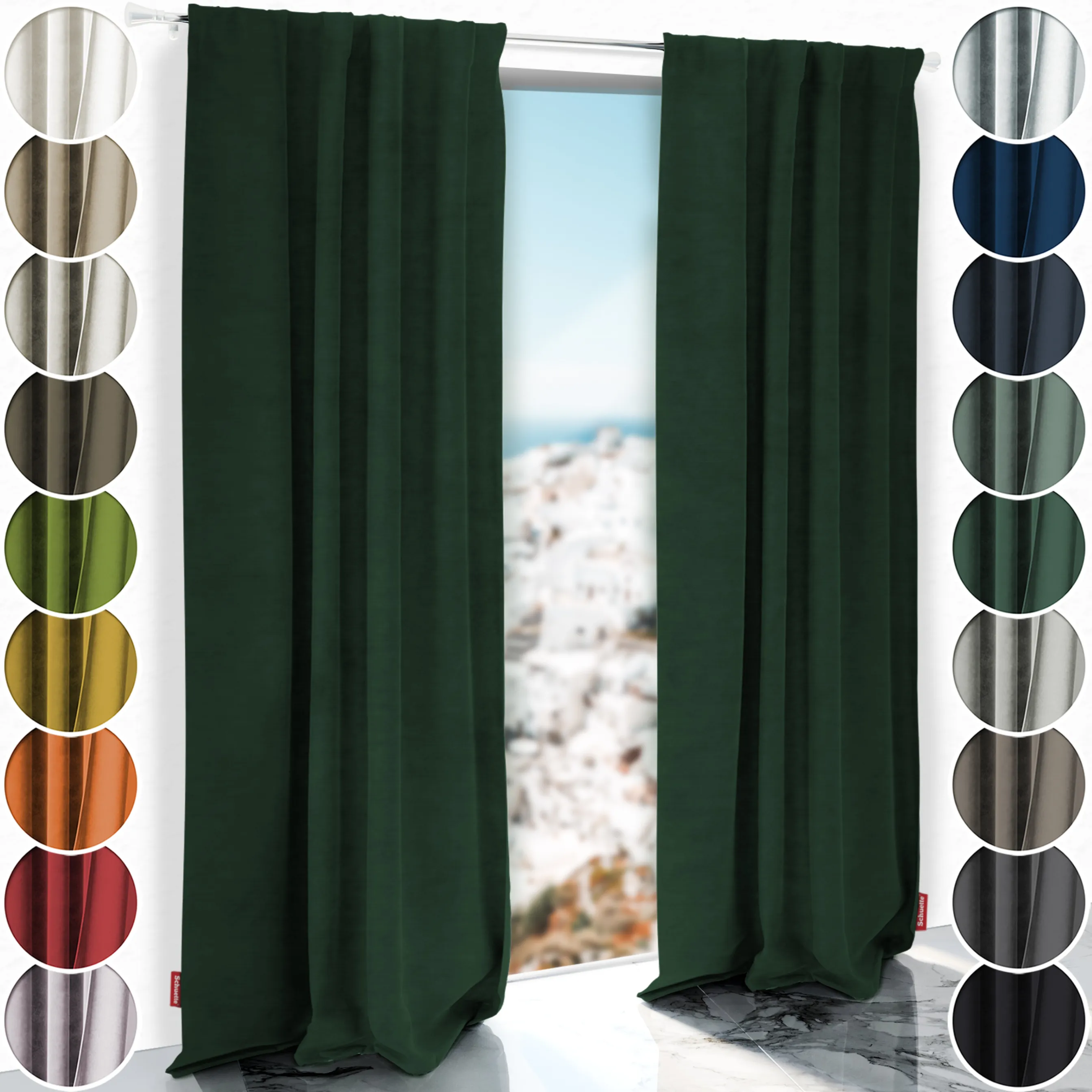 Schuette® Verdunkelungs-Vorhang Gardine mit Tunnelband nach Maß ● Millenium Velvet Kollektion: Dark Forest (Dunkelgrün) ● 1 Stück ● Knitterfrei Pflegeleicht Thermo Blickdicht & stark Abdunkelnd