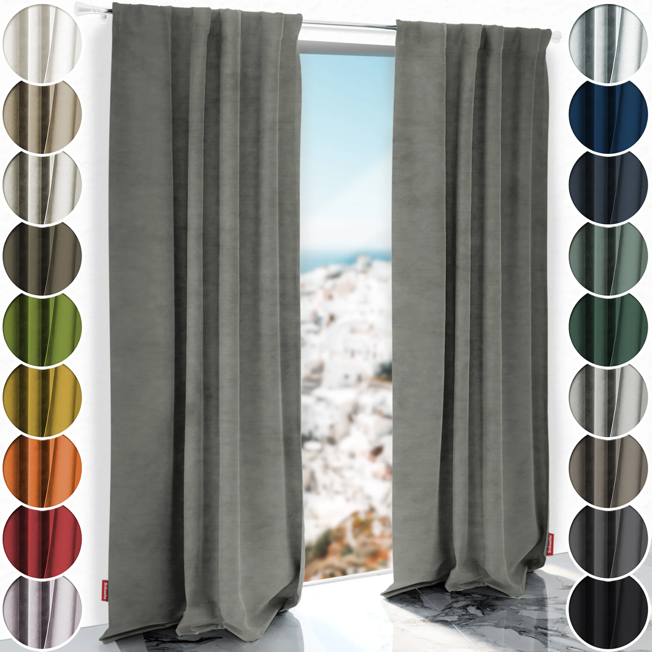 Schuette® Verdunkelungs-Vorhang Gardine mit Tunnelband nach Maß ● Millenium Velvet Kollektion: Umber Gray (Grau) ● 1 Stück ● Knitterfrei Pflegeleicht Thermo Blickdicht & stark Abdunkelnd