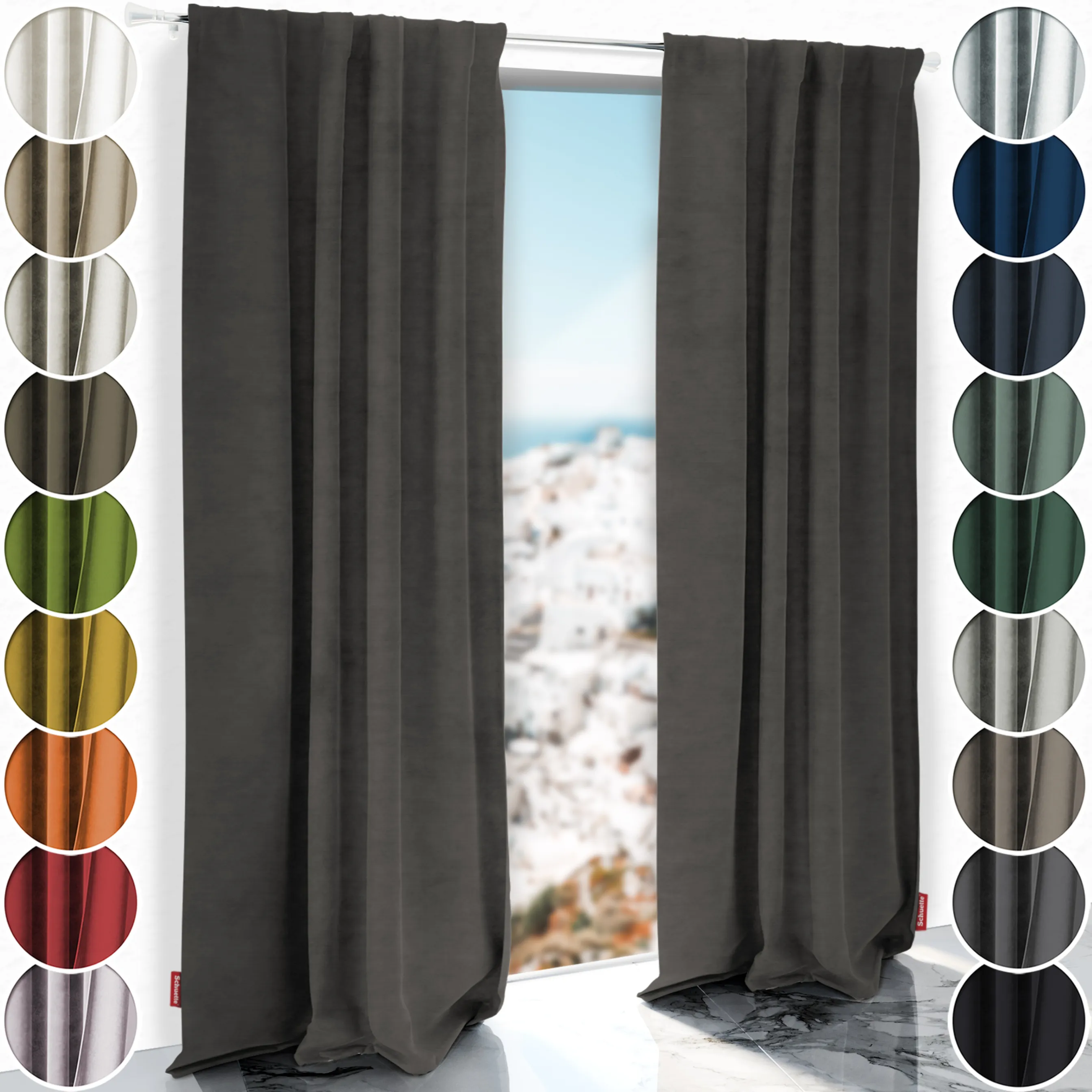 Schuette® Verdunkelungs-Vorhang Gardine mit Tunnelband nach Maß ● Millenium Velvet Kollektion: Great Wolf (Grau) ● 1 Stück ● Knitterfrei Pflegeleicht Thermo Blickdicht & stark Abdunkelnd