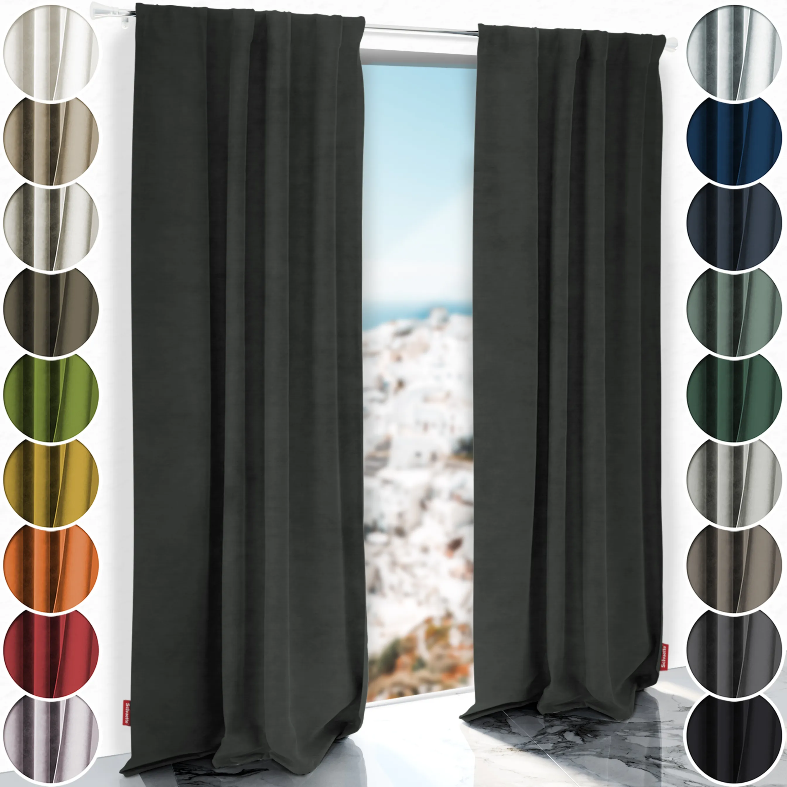 Schuette® Verdunkelungs-Vorhang Gardine mit Tunnelband nach Maß ● Millenium Velvet Kollektion: Dark Shadow (Grau) ● 1 Stück ● Knitterfrei Pflegeleicht Thermo Blickdicht & stark Abdunkelnd