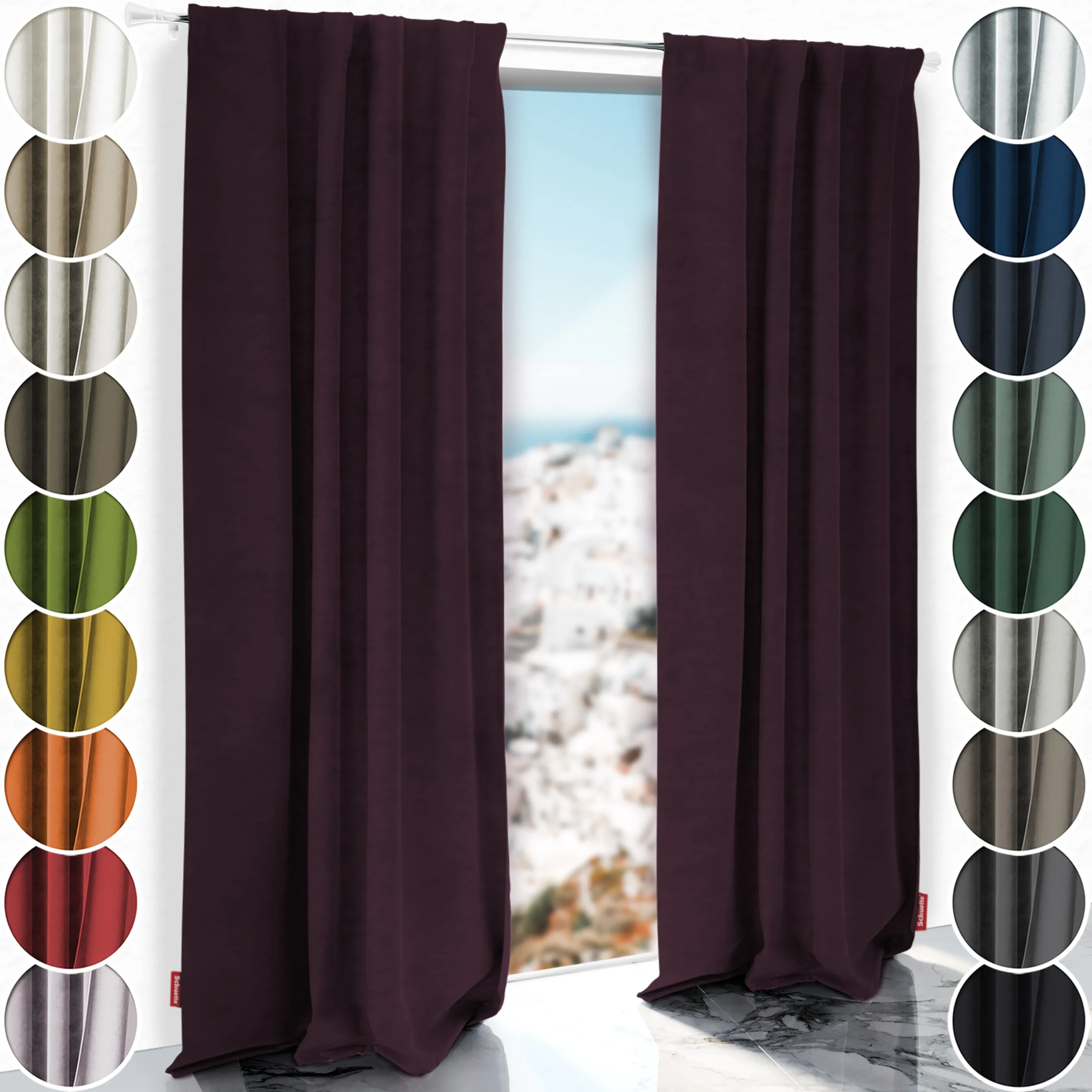 Schuette® Verdunkelungs-Vorhang Gardine mit Tunnelband nach Maß ● Millenium Velvet Kollektion: Plum (Purple) ● 1 Stück ● Knitterfrei Pflegeleicht Thermo Blickdicht & stark Abdunkelnd