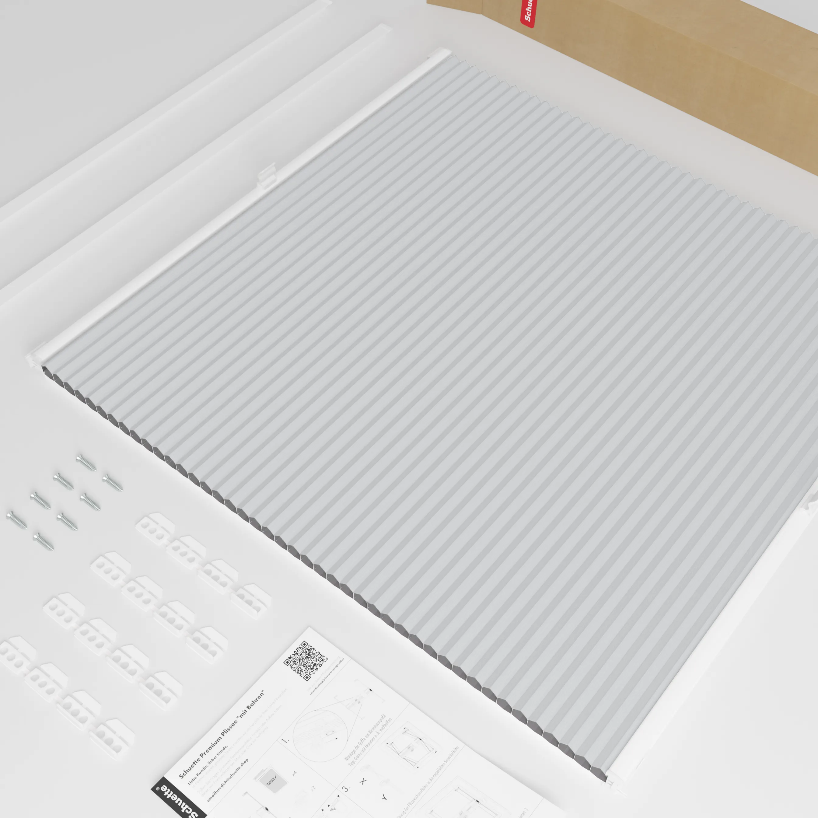 Schuette® Dachfenster Wabenplissee nach Maß • Honey Kollektion: Skyfall (Hellgrau) • Profilfarbe: Walnuss