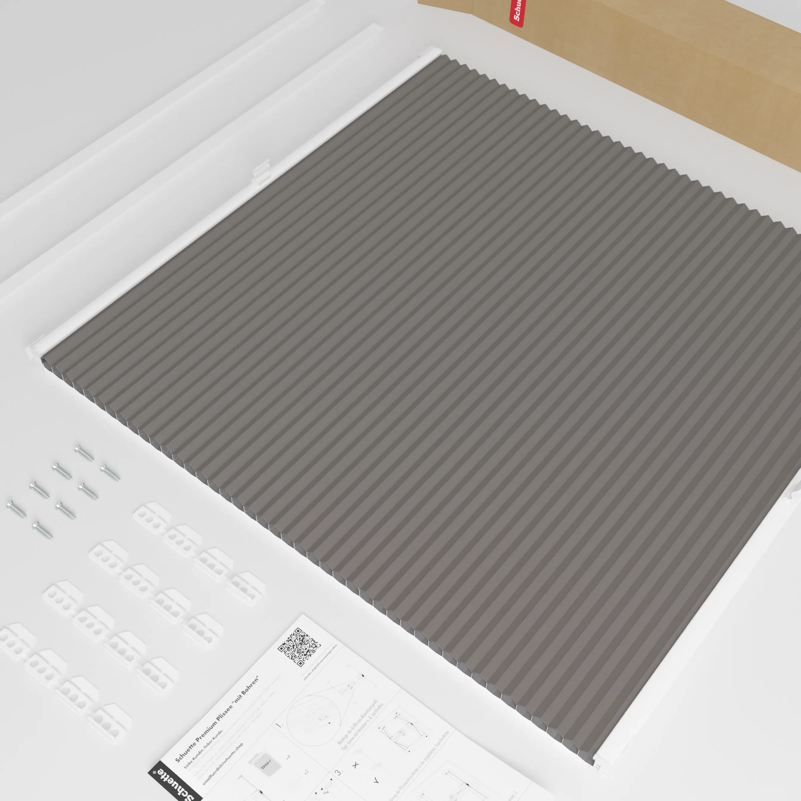 Schuette® Dachfenster Wabenplissee nach Maß • Honey Kollektion: Swiss Chocolate (Taupe) • Profilfarbe: Silber