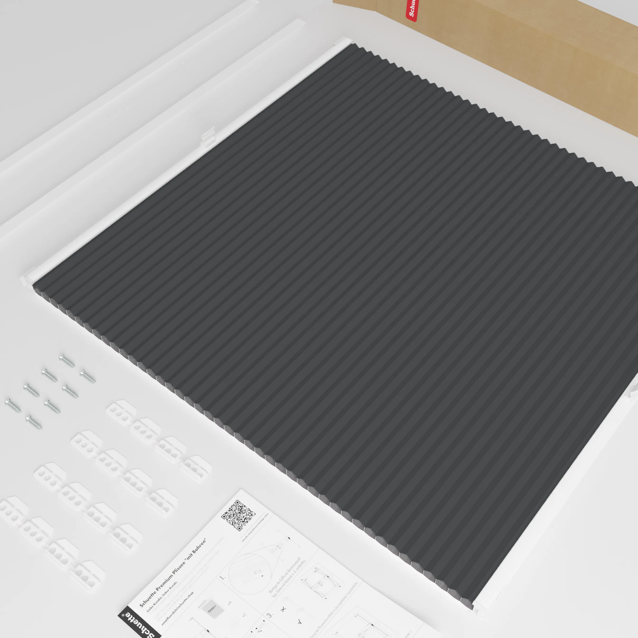 Schuette® Dachfenster Wabenplissee nach Maß • Honey Kollektion: Night Rider (Anthrazit) • Profilfarbe: Walnuss