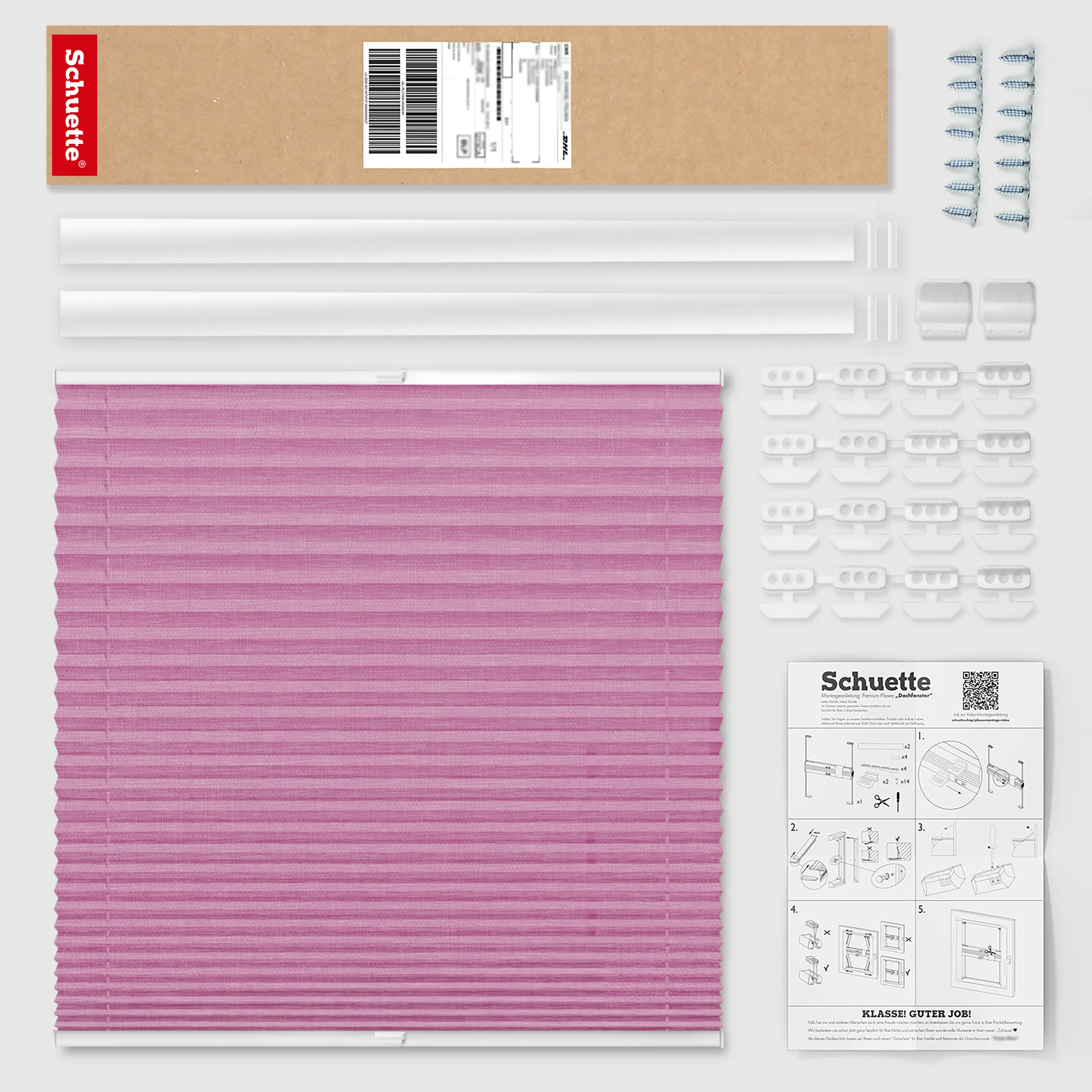 Schuette® Dachfenster Plissee nach Maß • Melange Kollektion: Magic Pink (Rosa) • Profilfarbe: Eiche