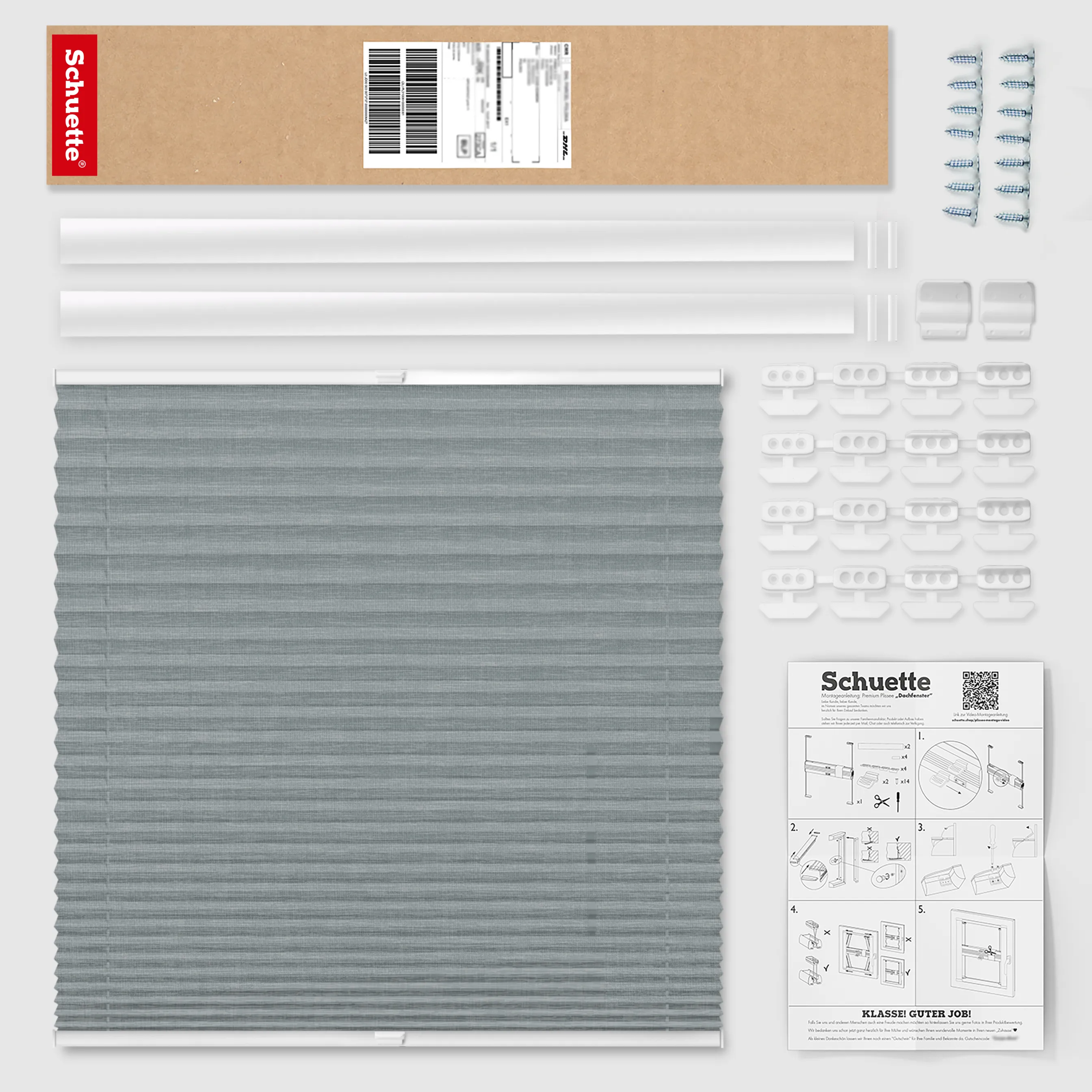 Schuette® Dachfenster Plissee nach Maß • Melange Kollektion: Rocky Mountain (Grau) • Profilfarbe: Anthrazit