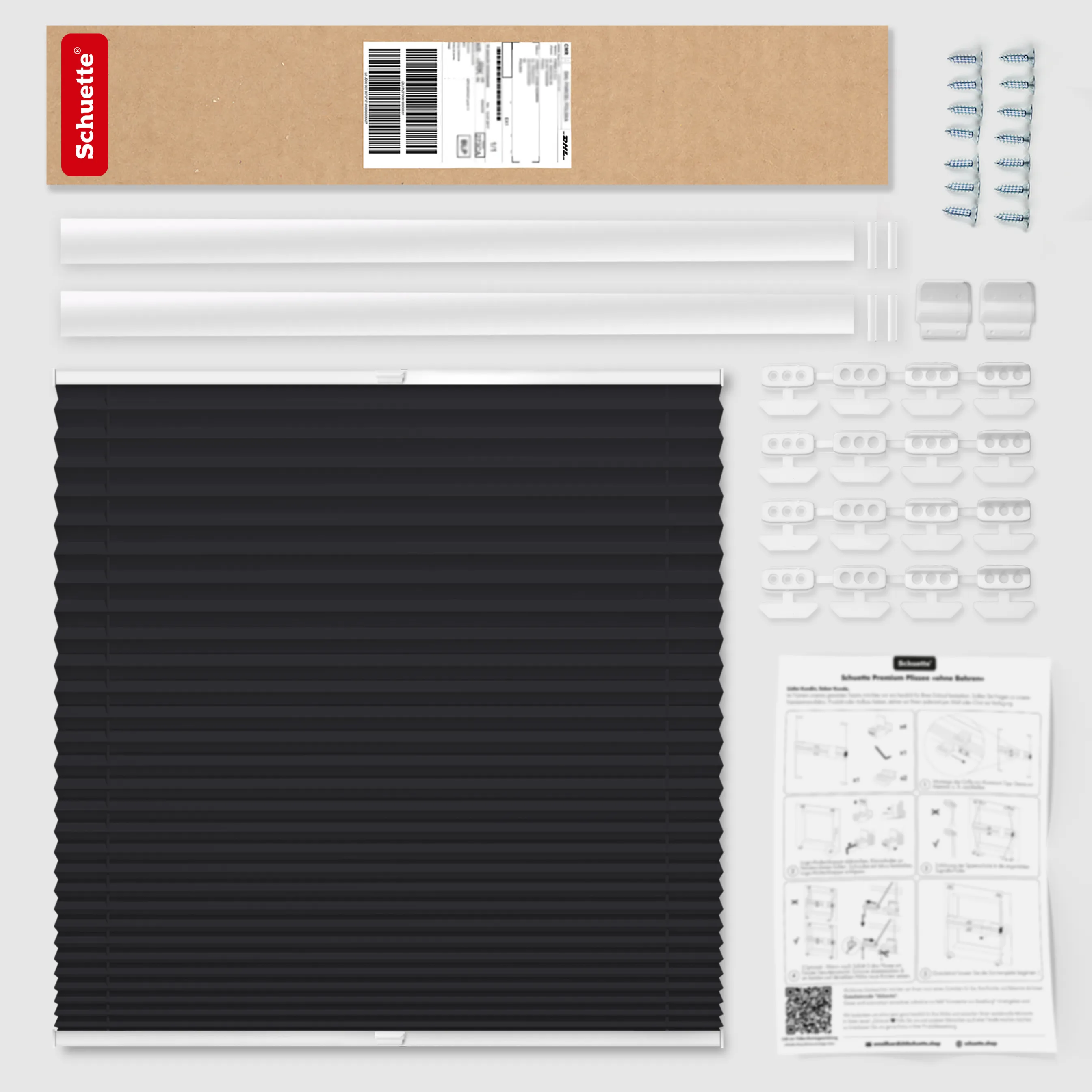 Schuette® Dachfenster Plissee nach Maß • Thermo Kollektion: Dark Night (Schwarz) • Profilfarbe: Silber