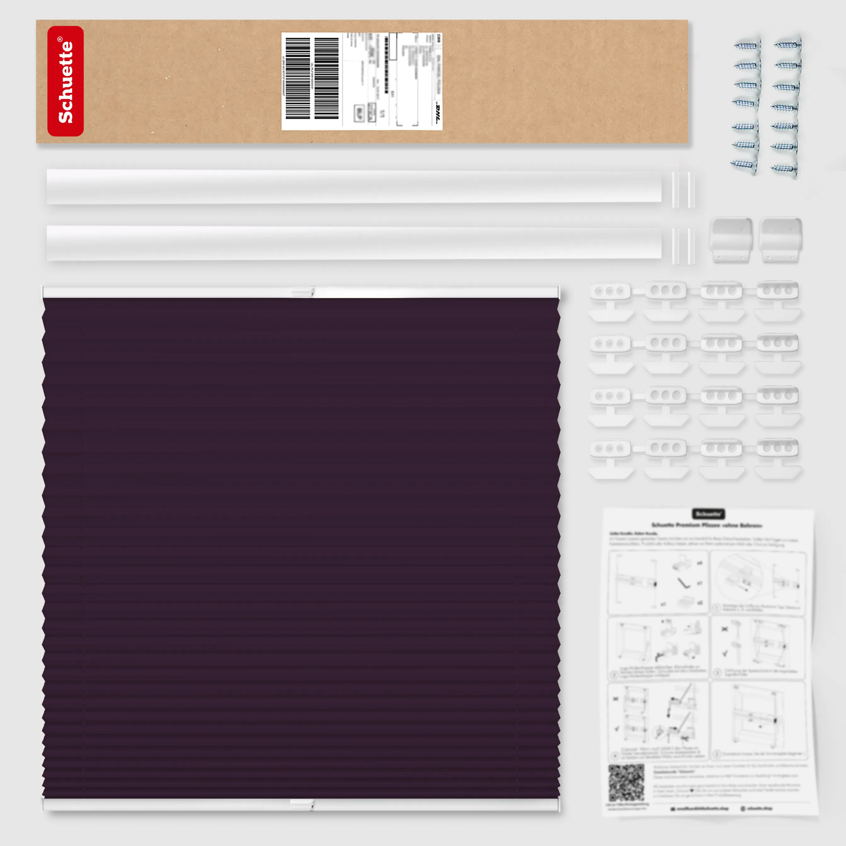 Schuette® Dachfenster Plissee nach Maß • Thermo Kollektion: Violet Paradise (Violett) • Profilfarbe: Walnuss