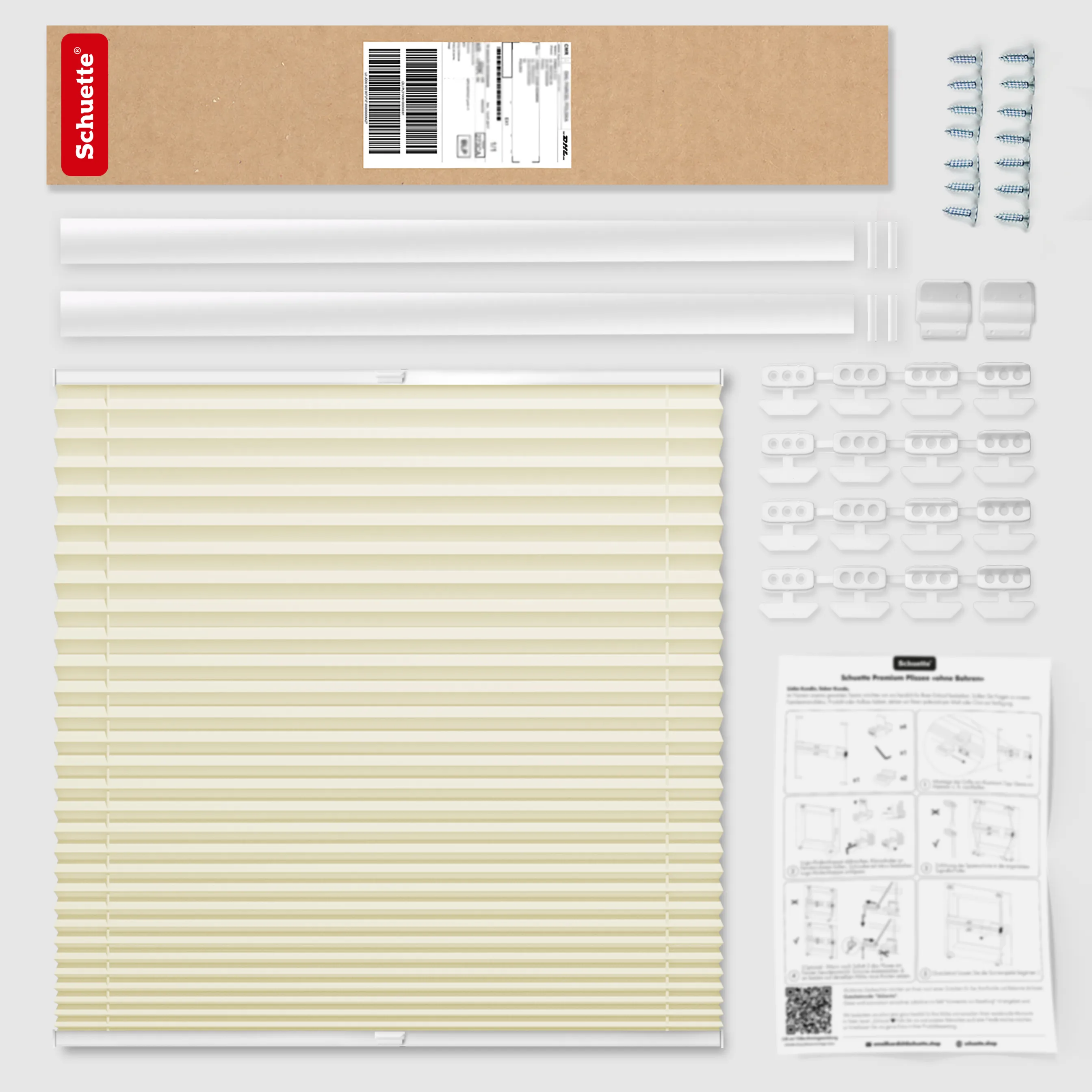 Schuette® Dachfenster Plissee nach Maß • Thermo Kollektion: Sandstone (Beige) • Profilfarbe: Walnuss
