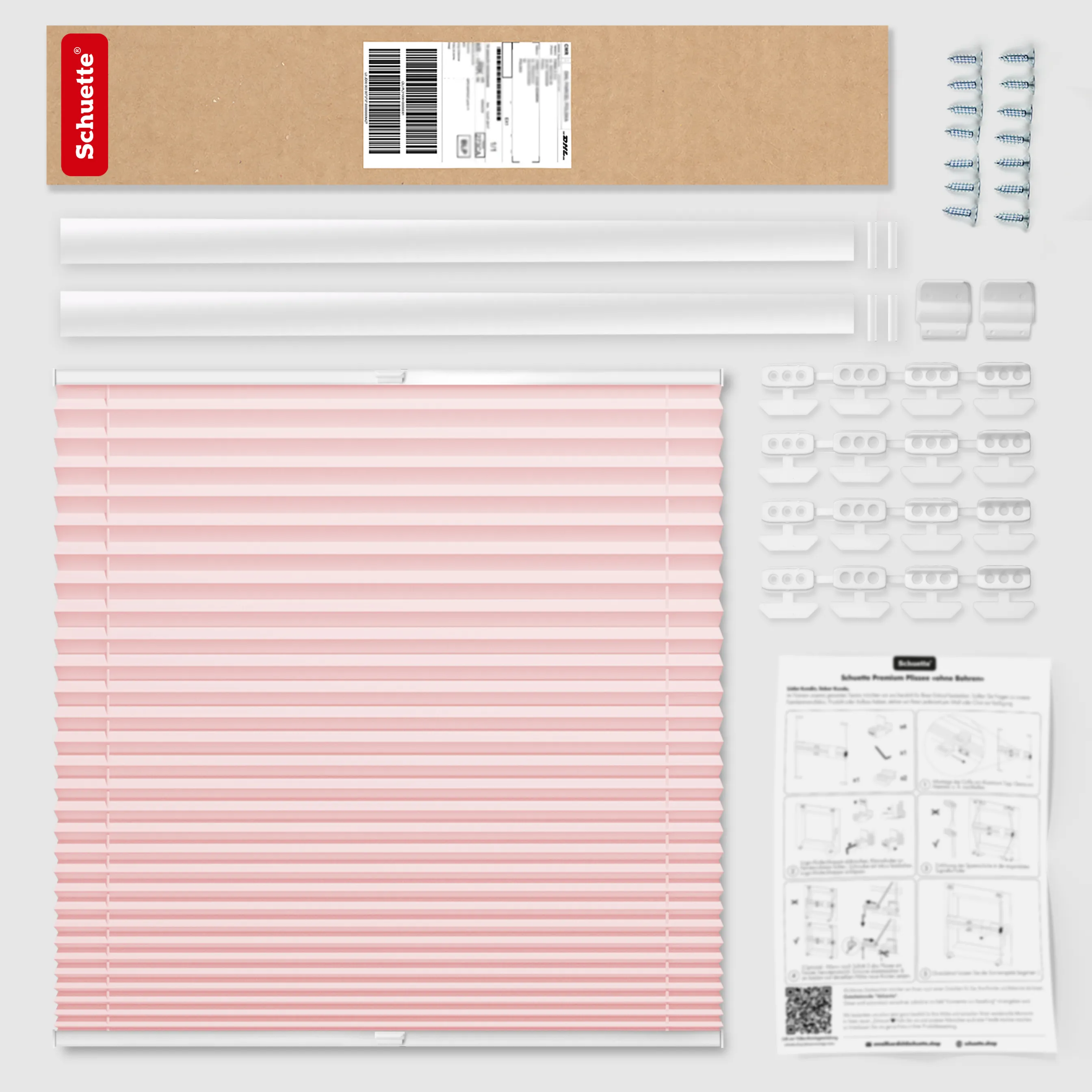 Schuette® Dachfenster Plissee nach Maß • Thermo Kollektion: Rosewater (Rosa) • Profilfarbe: Walnuss