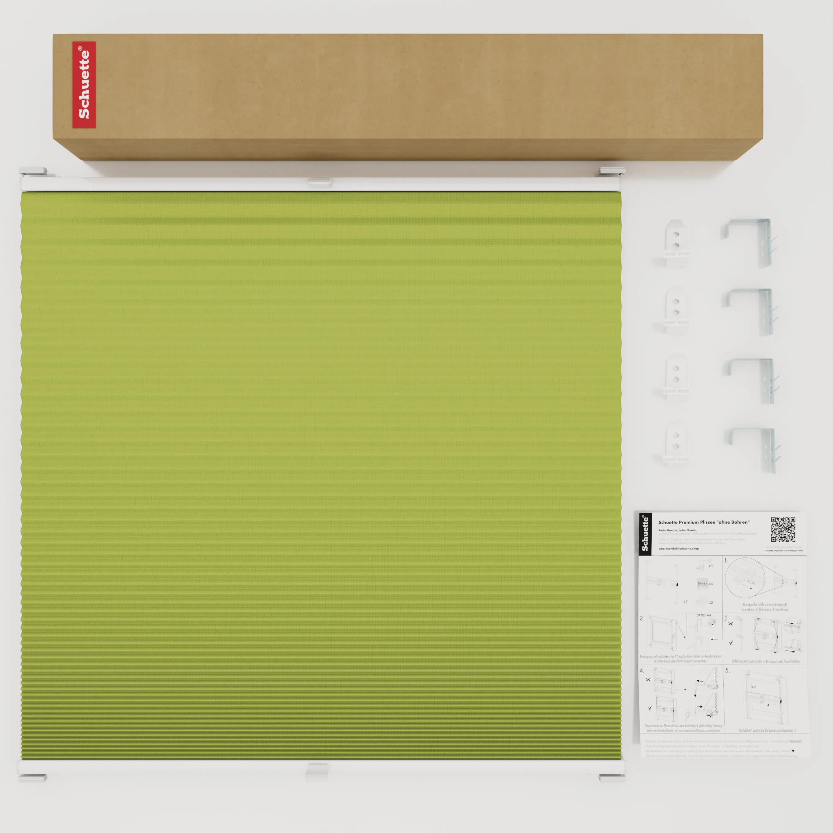 Schuette® Wabenplissee mit Bohren nach Maß • Suprafix "Double 2in1" Schraub- & Klemmhalter • Honey Kollektion: Green Tea (Grün) • Profilfarbe: Anthrazit