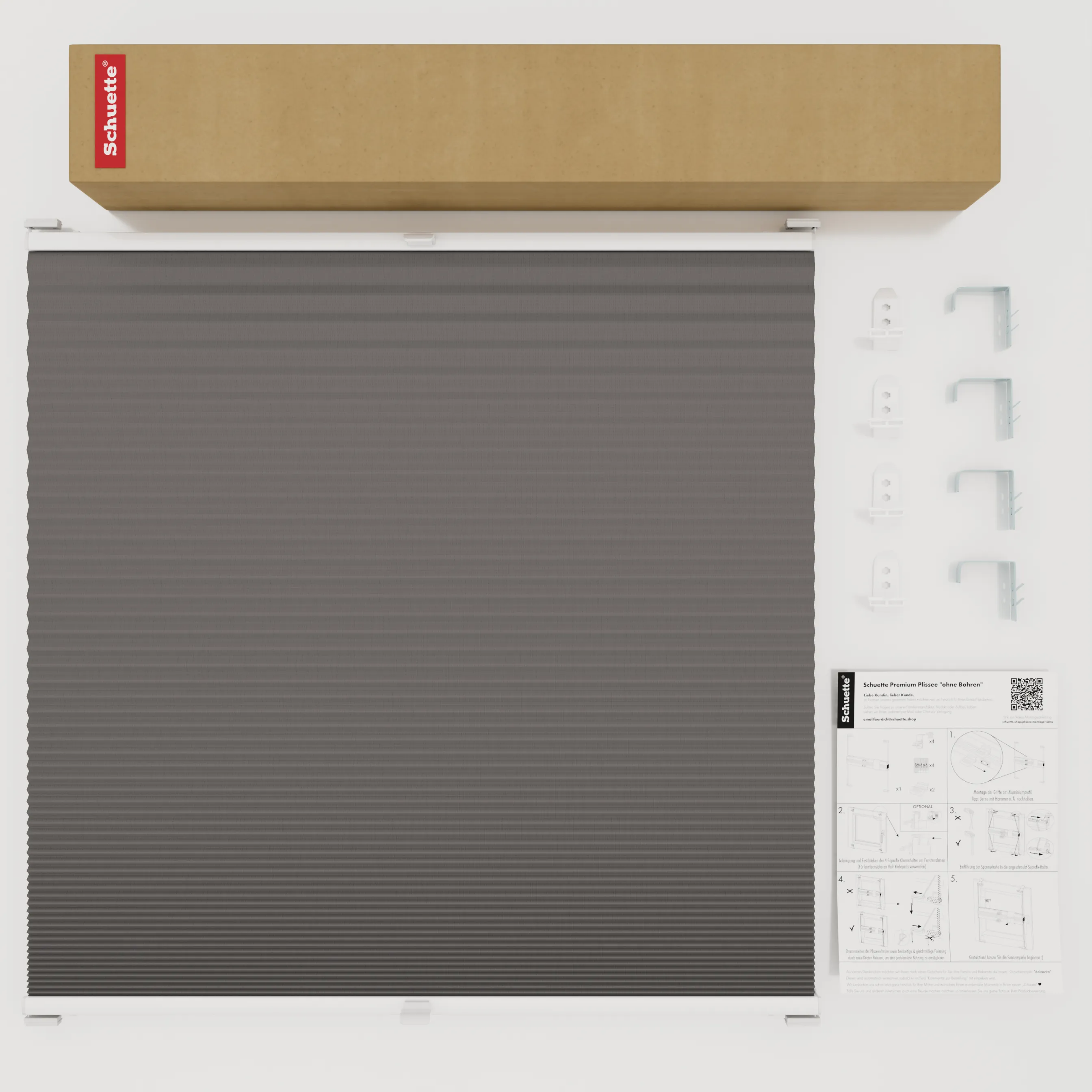 Schuette® Wabenplissee mit Bohren nach Maß • Suprafix "Double 2in1" Schraub- & Klemmhalter• Honey Kollektion: Swiss Chocolate (Taupe) • Profilfarbe: Silber