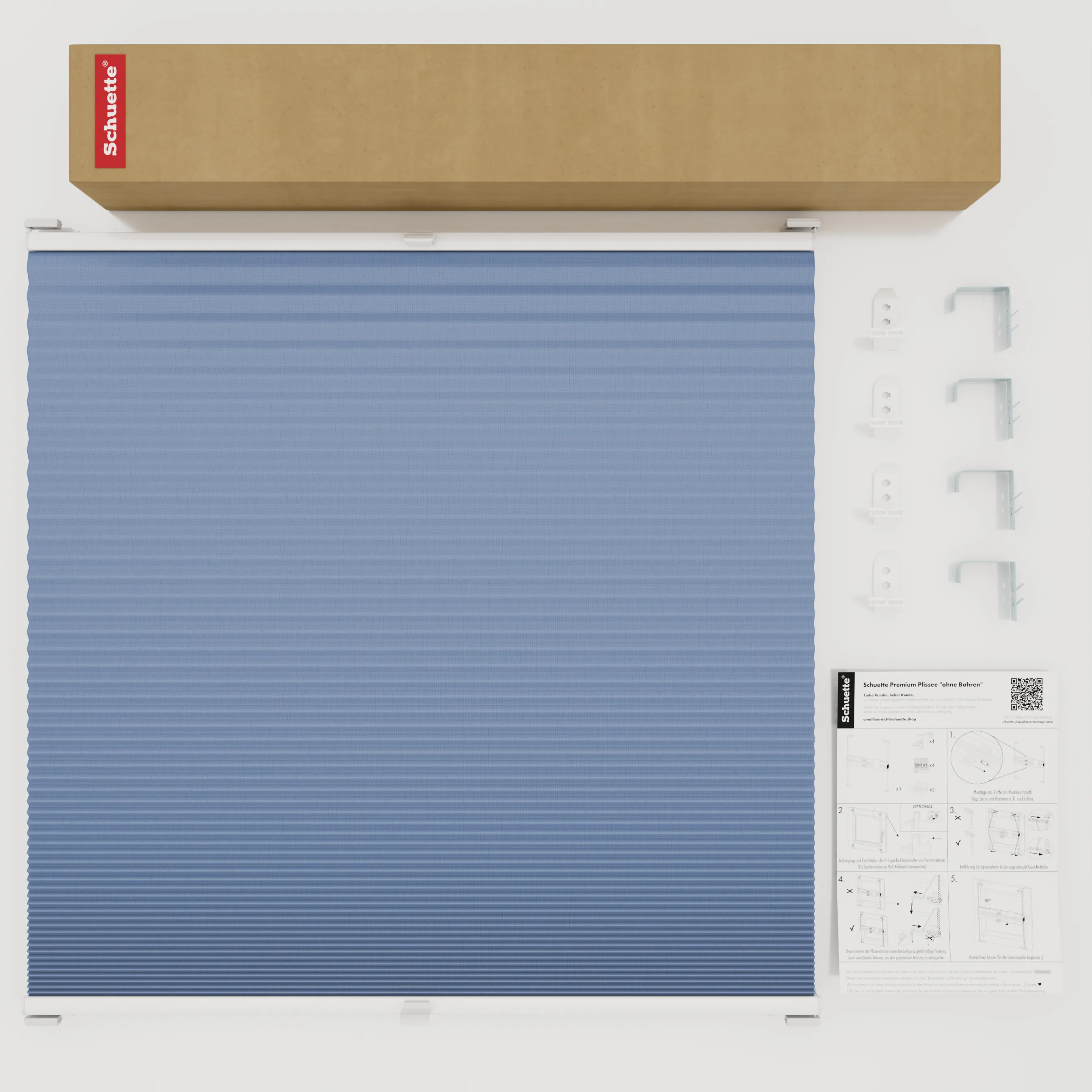 Schuette® Wabenplissee mit Bohren nach Maß • Suprafix "Double 2in1" Schraub- & Klemmhalter• Honey Kollektion: Ocean Drive (Hellblau) • Profilfarbe: Weiß