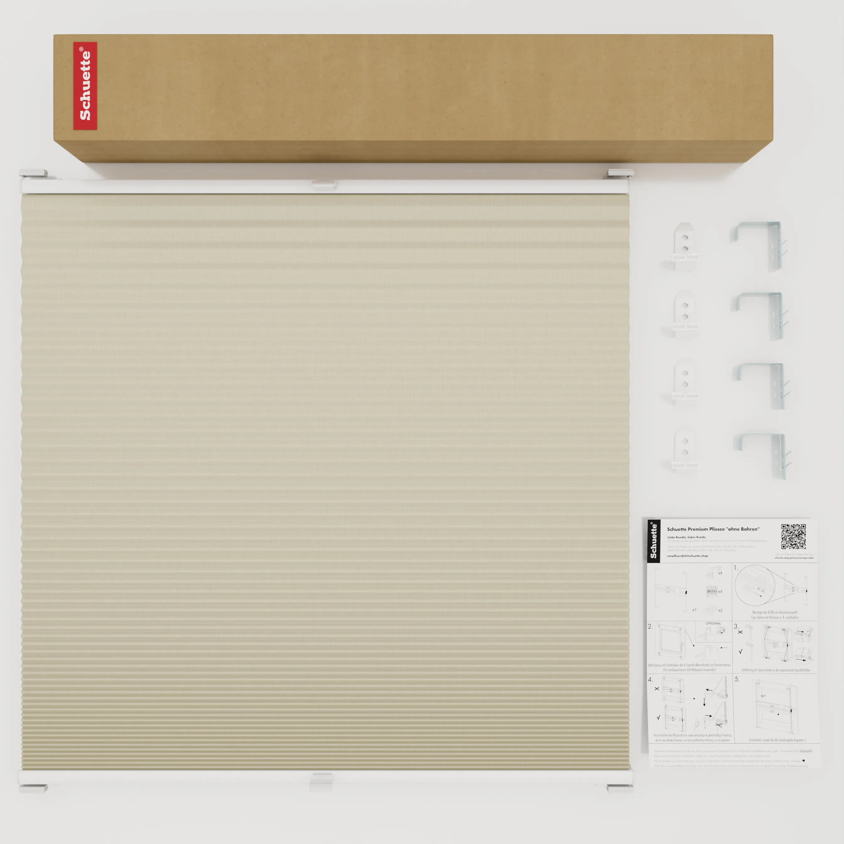 Schuette® Wabenplissee mit Bohren nach Maß • Suprafix "Double 2in1" Schraub- & Klemmhalter • Honey Kollektion: Belgian Waffle (Creme) • Profilfarbe: Silber