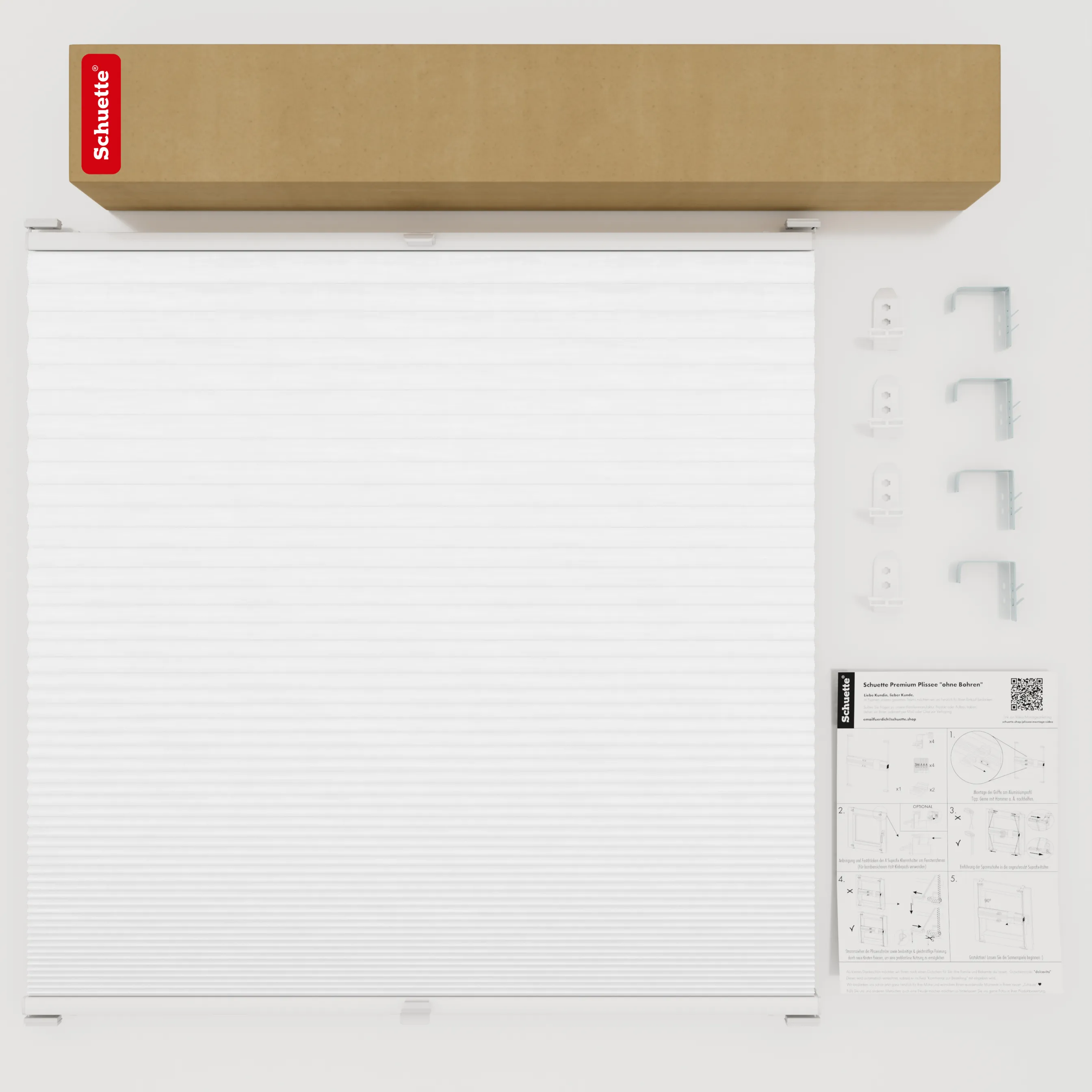 Schuette® Wabenplissee mit Bohren nach Maß • Suprafix "Double 2in1" Schraub- & Klemmhalter • Thermo x Honey Kollektion: Coconut Kiss (Weiß) • Profilfarbe: Braun