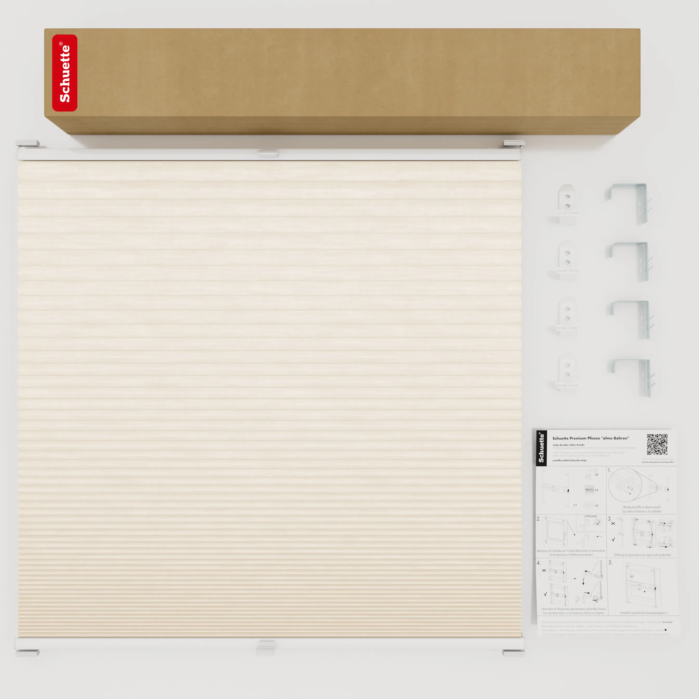 Schuette® Wabenplissee mit Bohren nach Maß • Suprafix "Double 2in1" Schraub- & Klemmhalter • Thermo x Honey Kollektion: Tahini cream (Creme) • Profilfarbe: Braun