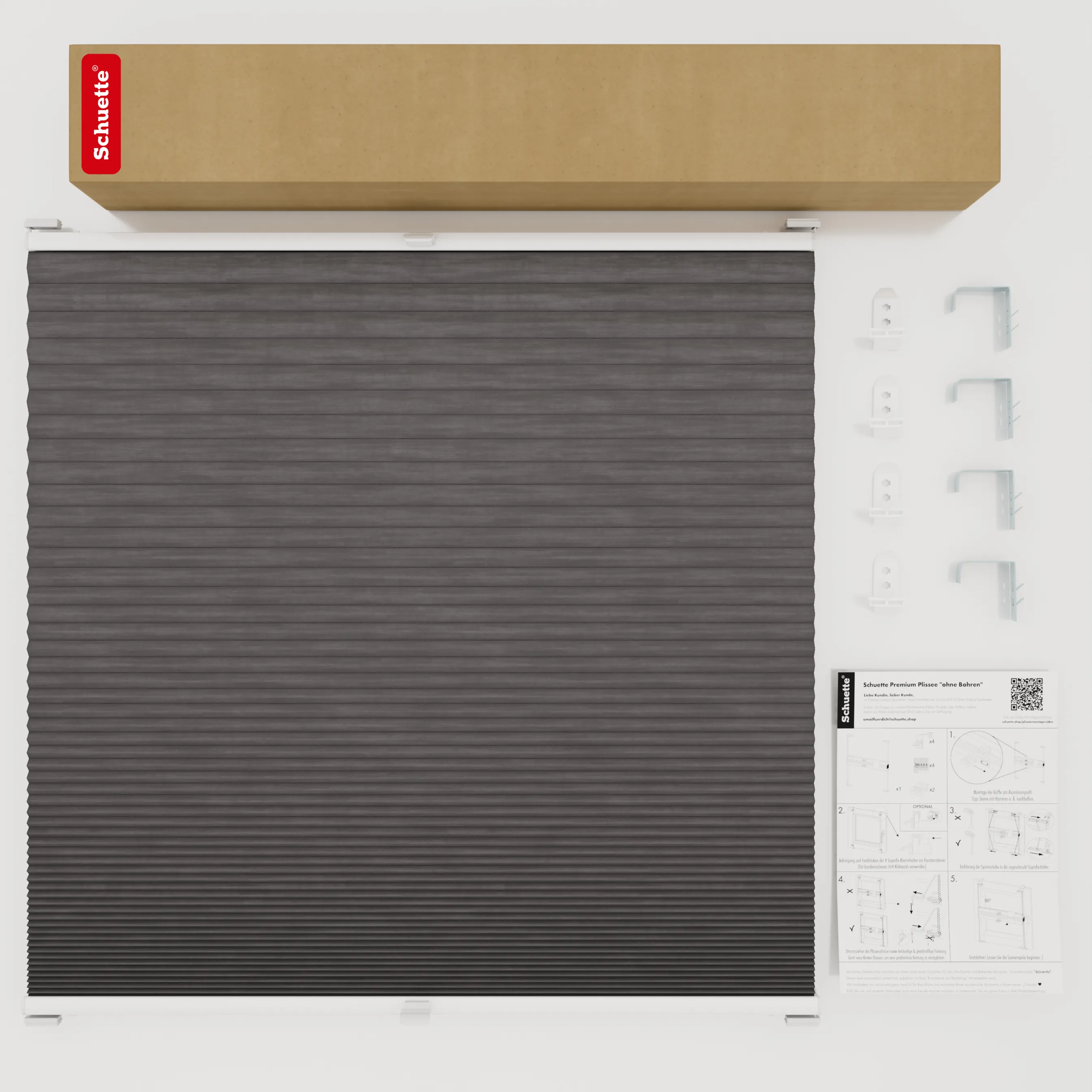 Schuette® Wabenplissee mit Bohren nach Maß • Suprafix "Double 2in1" Schraub- & Klemmhalter • Thermo x Honey Kollektion: Midnight Snack (Schwarz) • Profilfarbe: Eiche