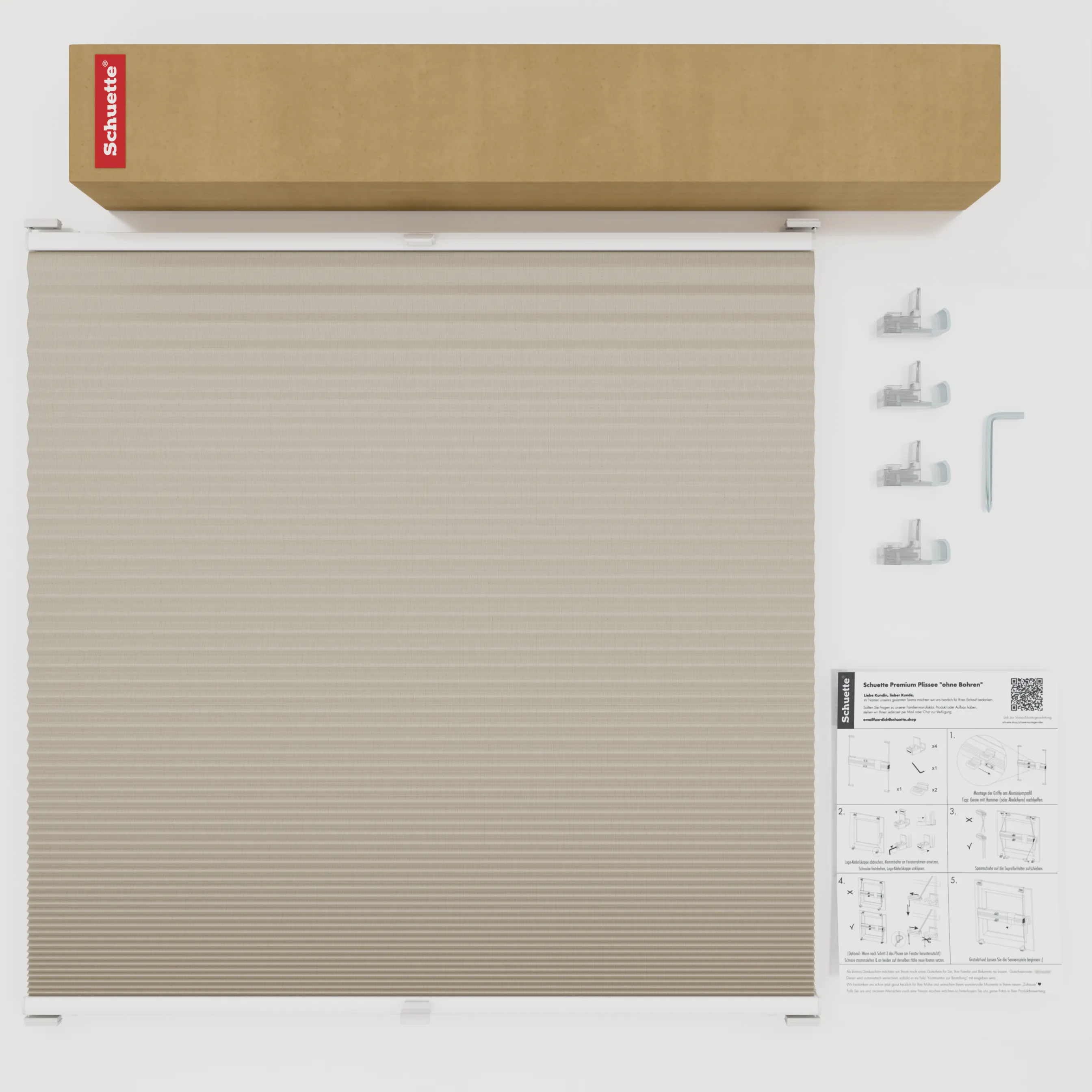 Schuette® Wabenplissee ohne Bohren nach Maß • Suprafix Klemmhalter “Incognito X" • Honey Kollektion: Belgian Waffle (Creme) • Profilfarbe: Silber