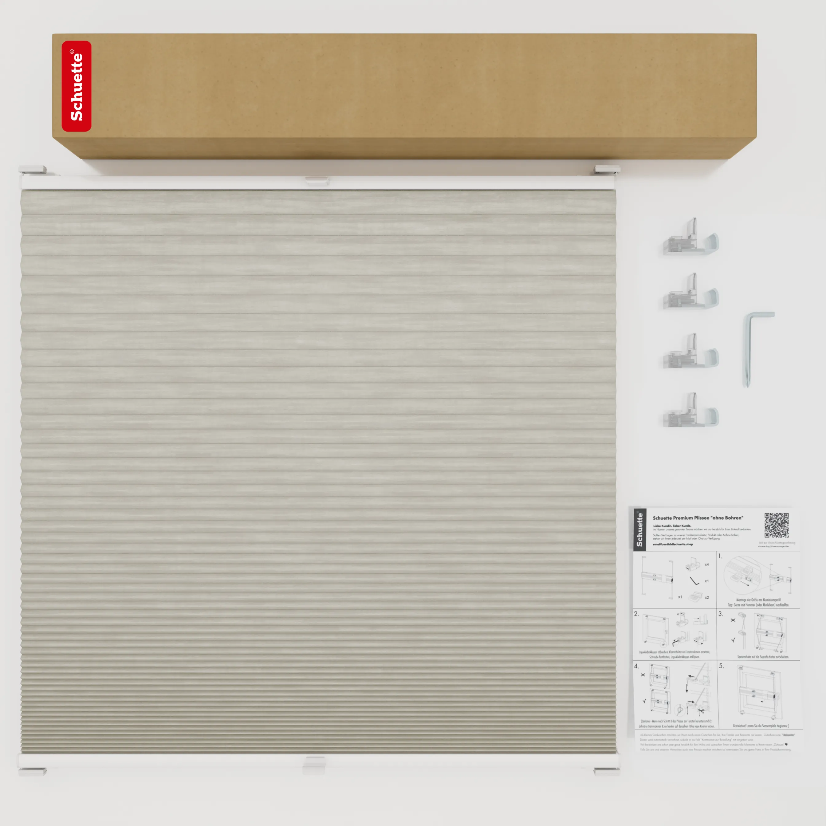 Schuette® Wabenplissee ohne Bohren nach Maß • Suprafix Klemmhalter “Incognito X" • Thermo x Honey Kollektion: Chia Later! (Grau) • Profilfarbe: Anthrazit