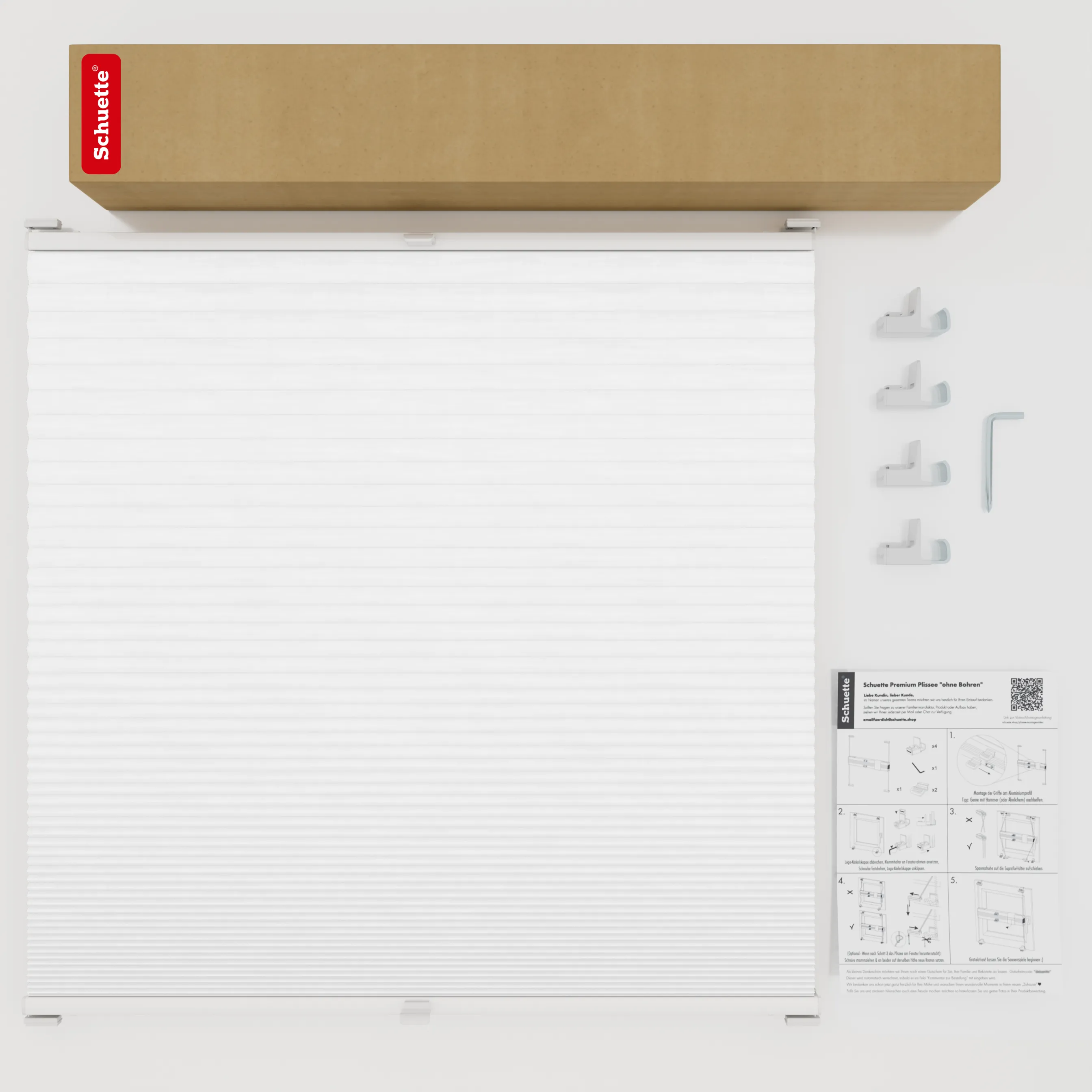 Schuette® Wabenplissee ohne Bohren nach Maß • Suprafix Klemmhalter "X" • Thermo x Honey Kollektion: Coconut Kiss (Weiß) • Profilfarbe: Silber
