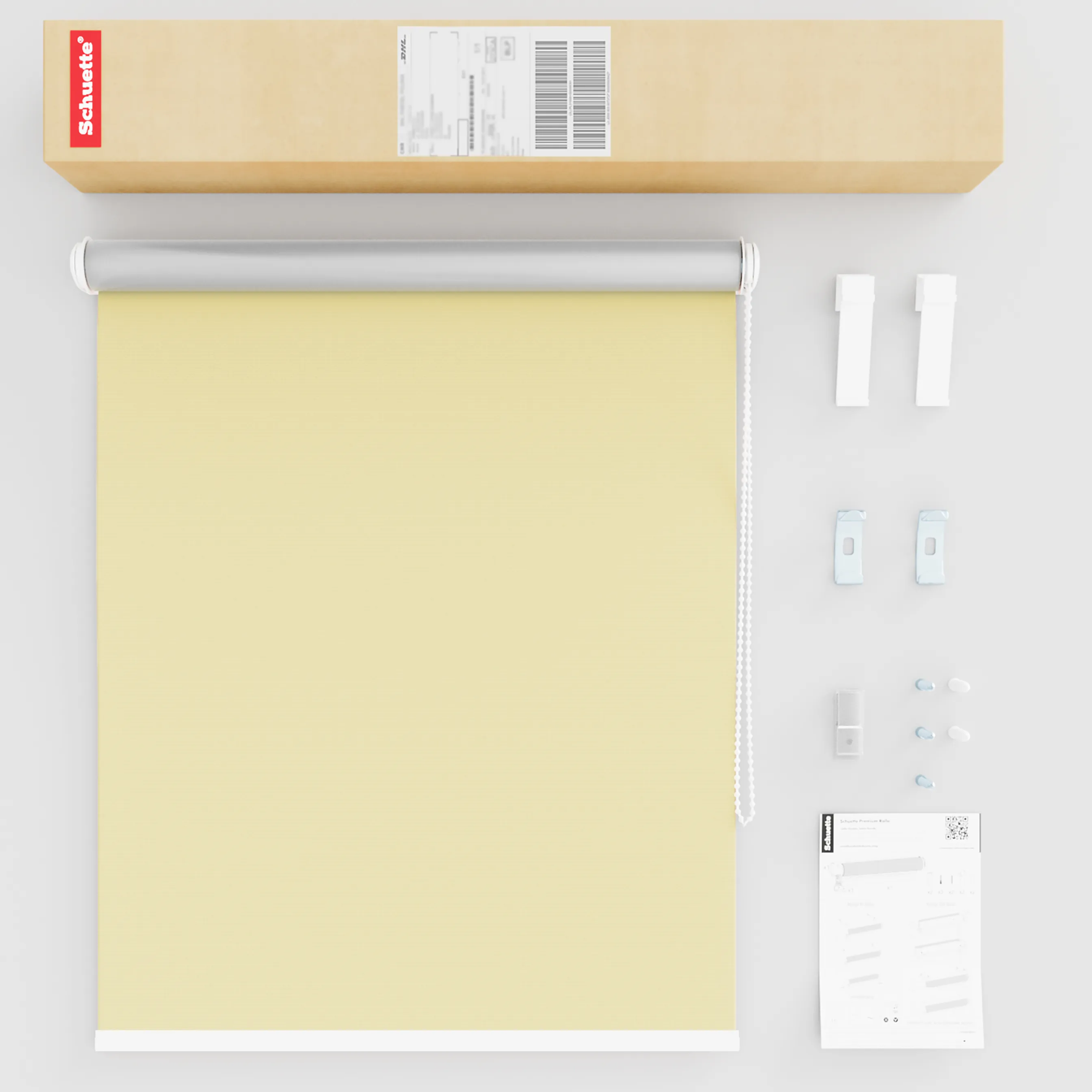 Schuette® Verdunkelungsrollo ohne Bohren & mit Bohren 2in1 nach Maß ● Kollektion Thermo Blackout: Sandy Shore (Beige) ● Profilfarbe: Grau