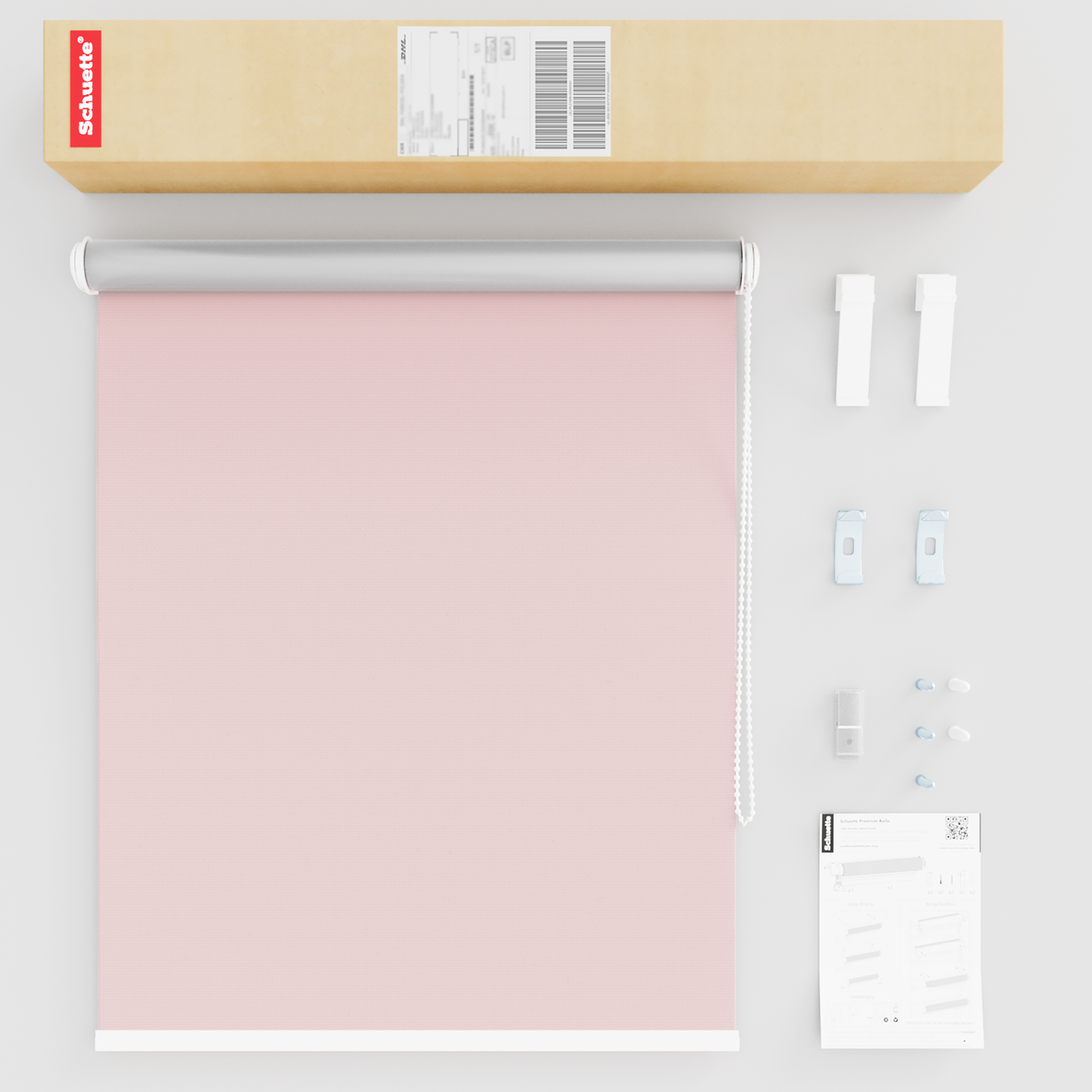 Schuette® Verdunkelungsrollo ohne Bohren & mit Bohren 2in1 nach Maß ● Kollektion Thermo Blackout: Powder Blush (Rosa) ● Profilfarbe: Braun